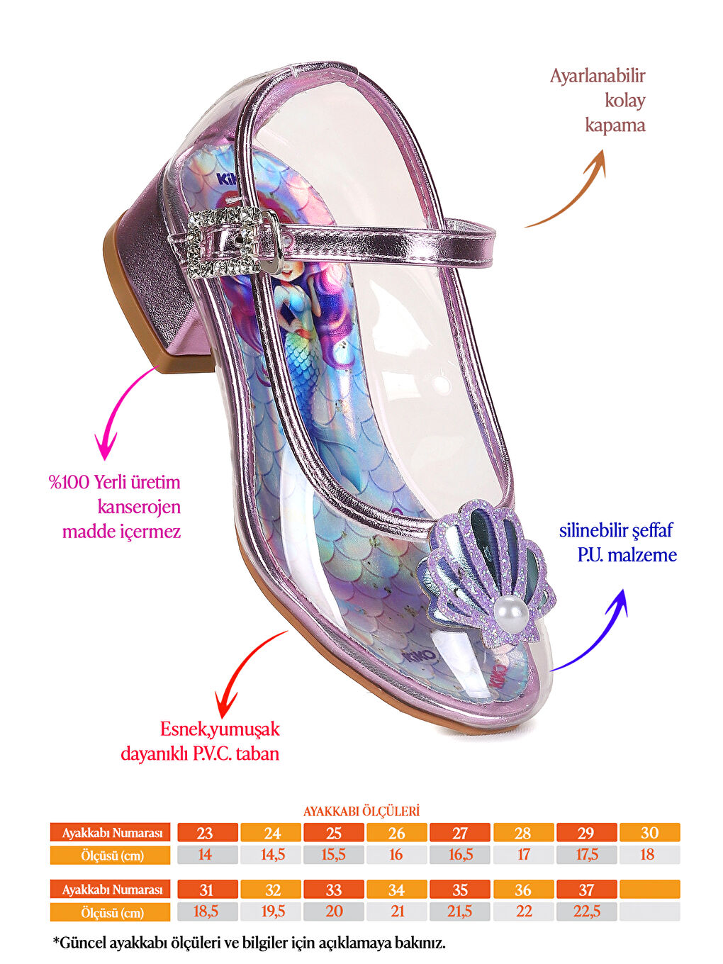Lila Deniz Kızı Şeffaf Kız Çocuk Topuklu Abiye Ayakkabı-1