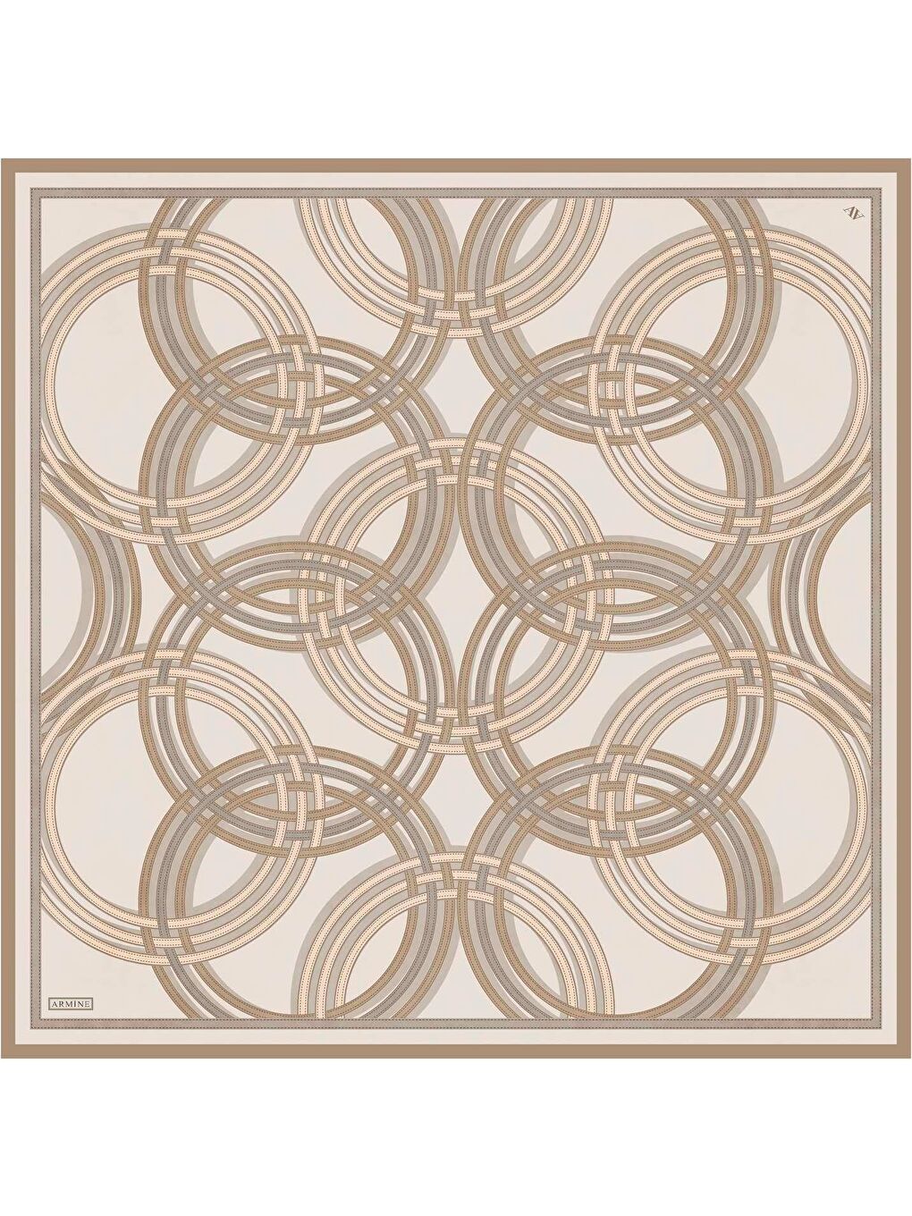 Bej Soyut Desenli Saf İpek Sura Eşarp 9333 04-3