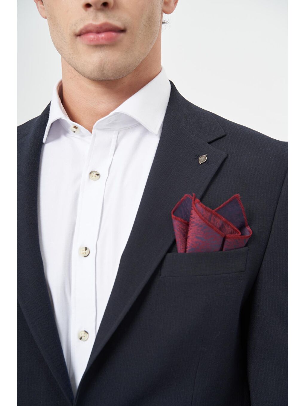 Koyu Lacivert Örme Mono Yaka Yarım Astar Esnek 6 Drop Slim Fit Classic Takım Elbise 1001245174-3