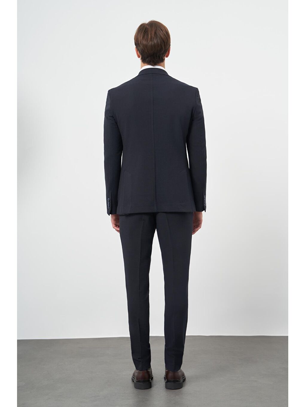 Koyu Lacivert Örme Mono Yaka Yarım Astar Esnek 6 Drop Slim Fit Classic Takım Elbise 1001245174-4