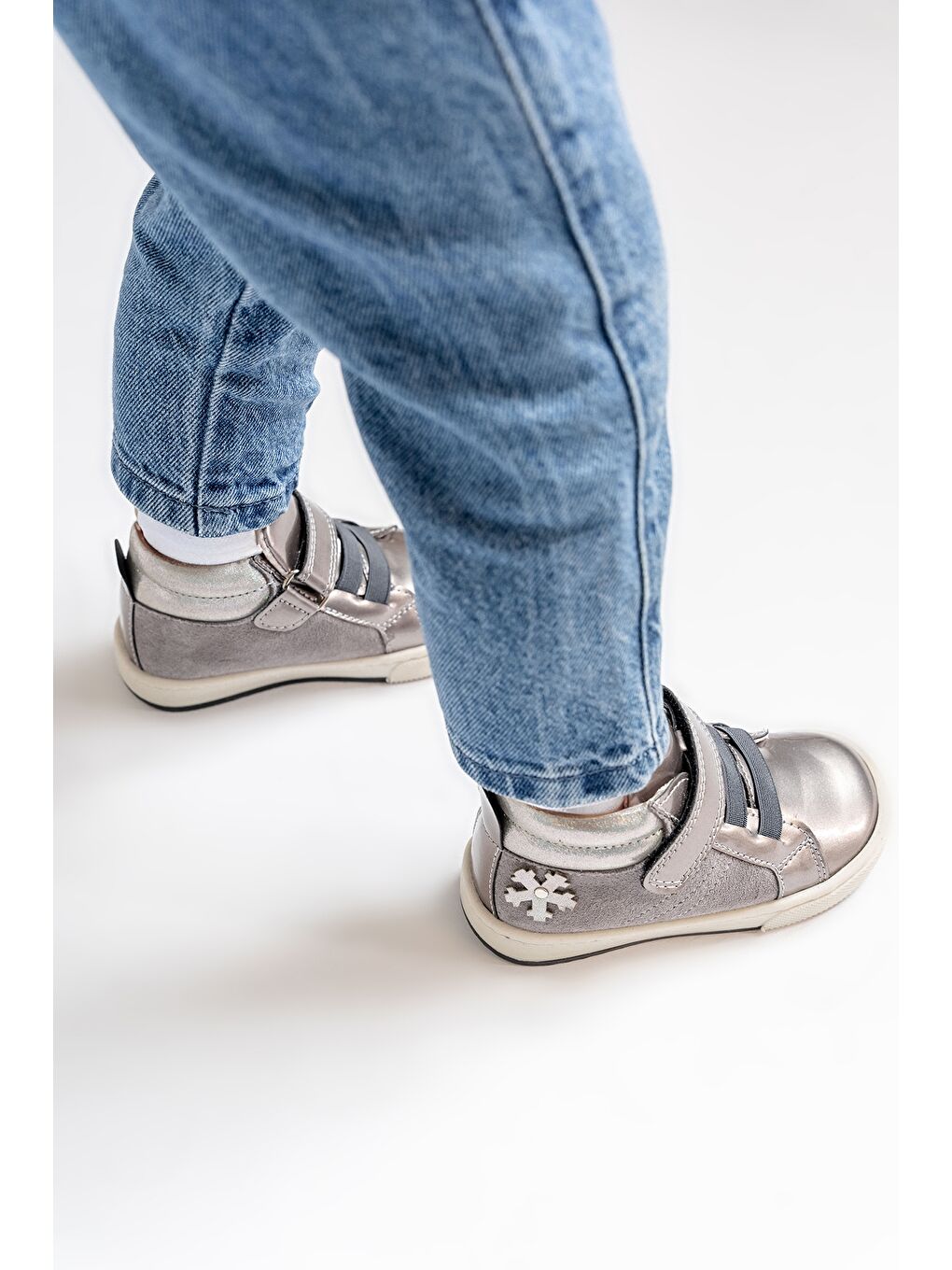 Gri Kız Çocuk Platin Hakiki Deri Suya Dayanıklı Anatomik İlk Adım Bot-1