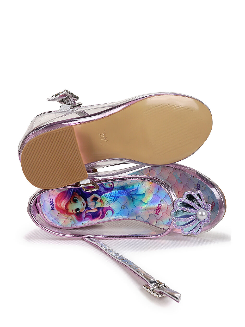 Lila Deniz Kızı Şeffaf Kız Çocuk Topuklu Abiye Ayakkabı-4