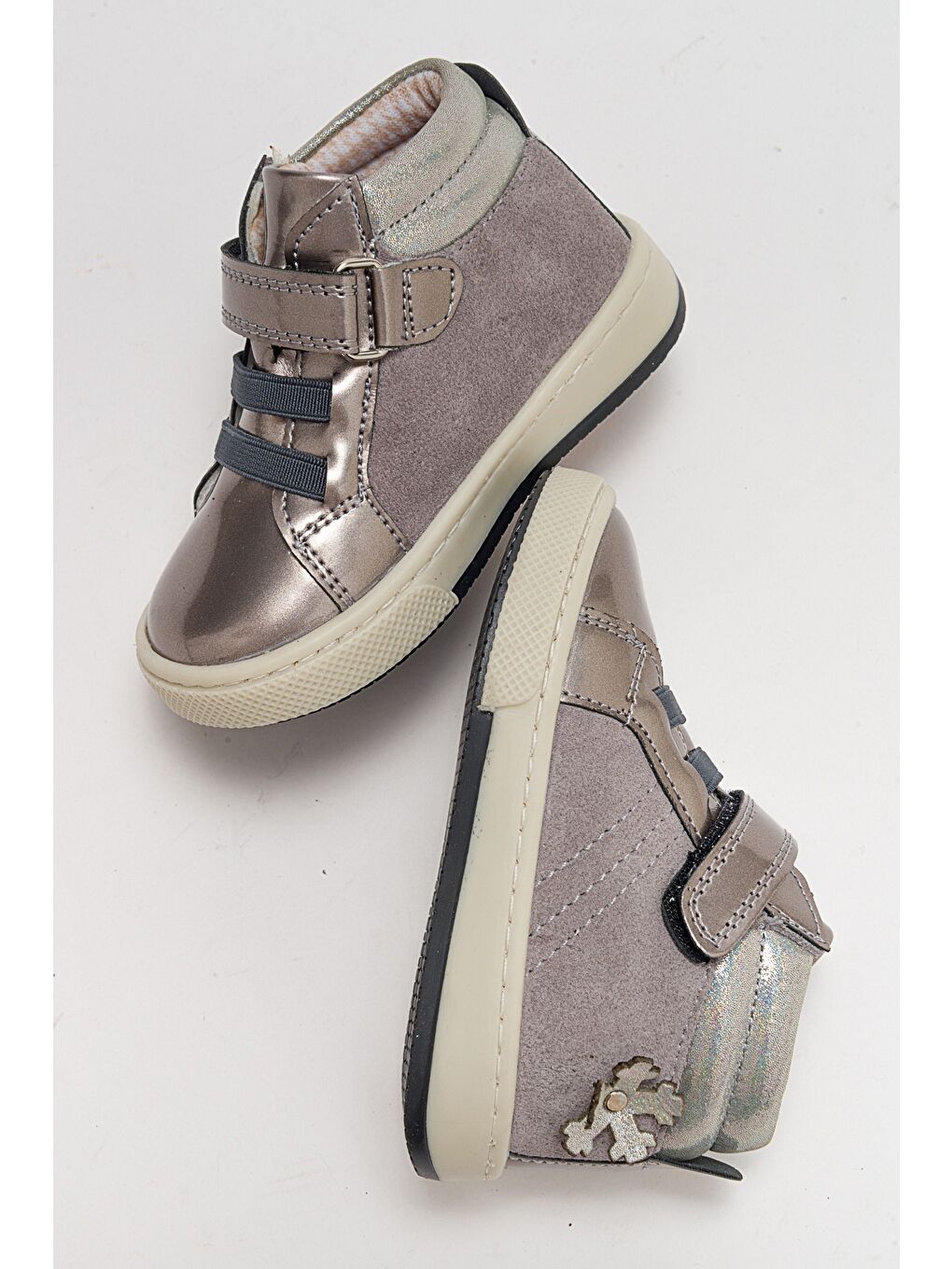 Gri Kız Çocuk Platin Hakiki Deri Suya Dayanıklı Anatomik İlk Adım Bot-3