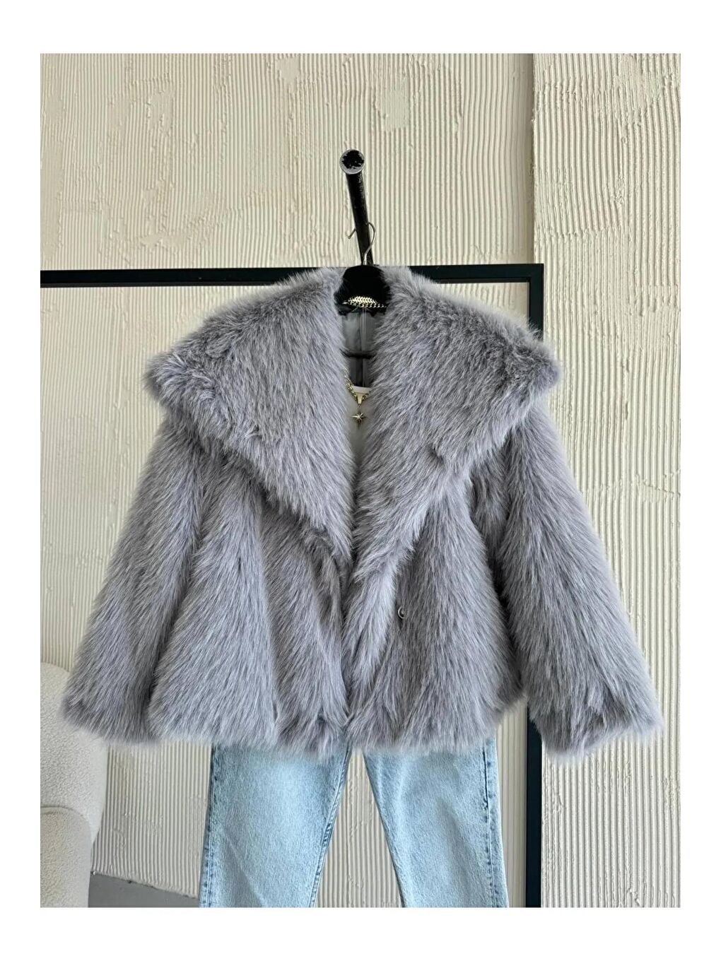 Gri Şal Yaka Kürk-2