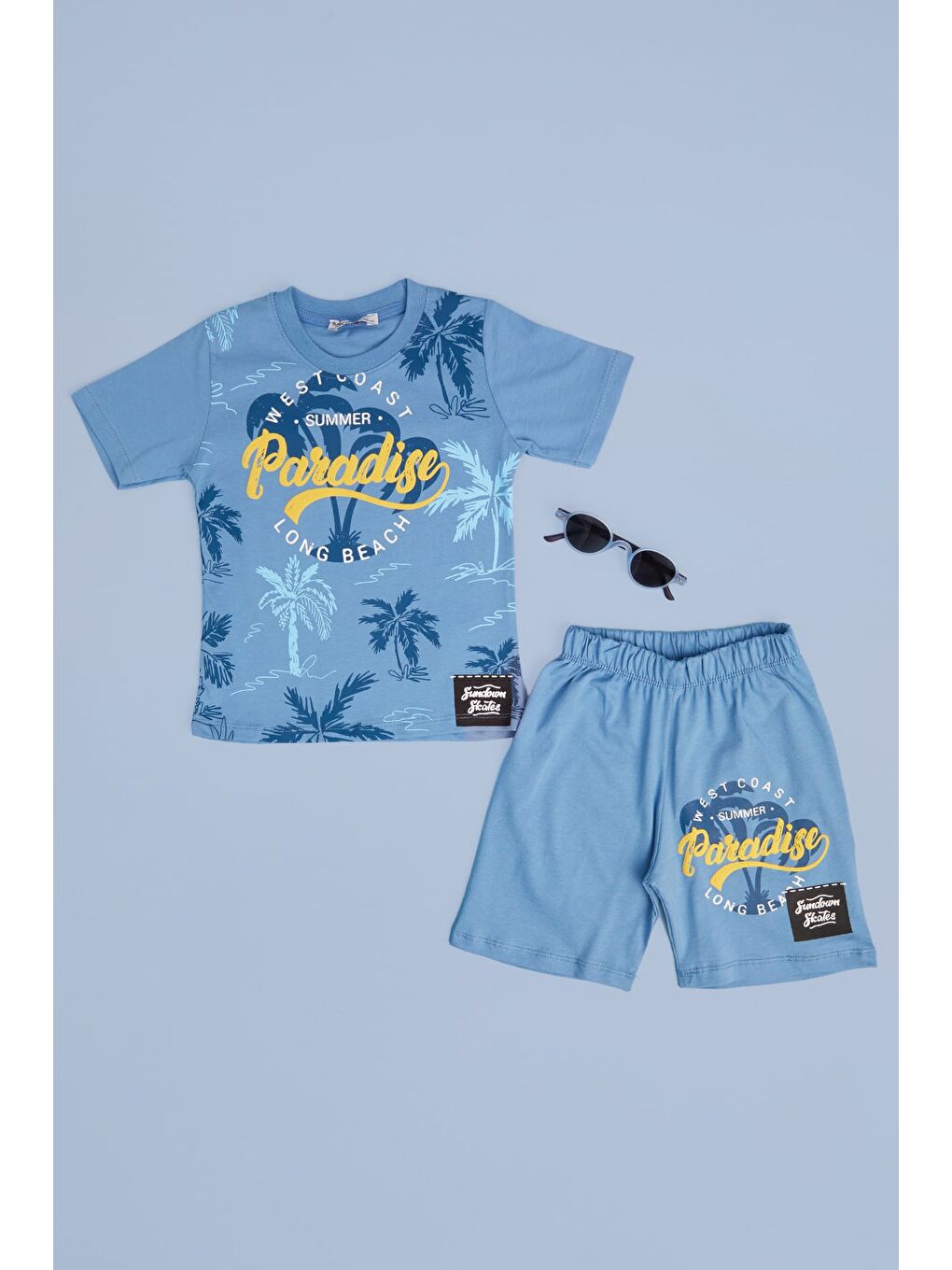 İndigo %100 Pamuk Palmiye Baskılı Erkek Çocuk 2 Li Takım