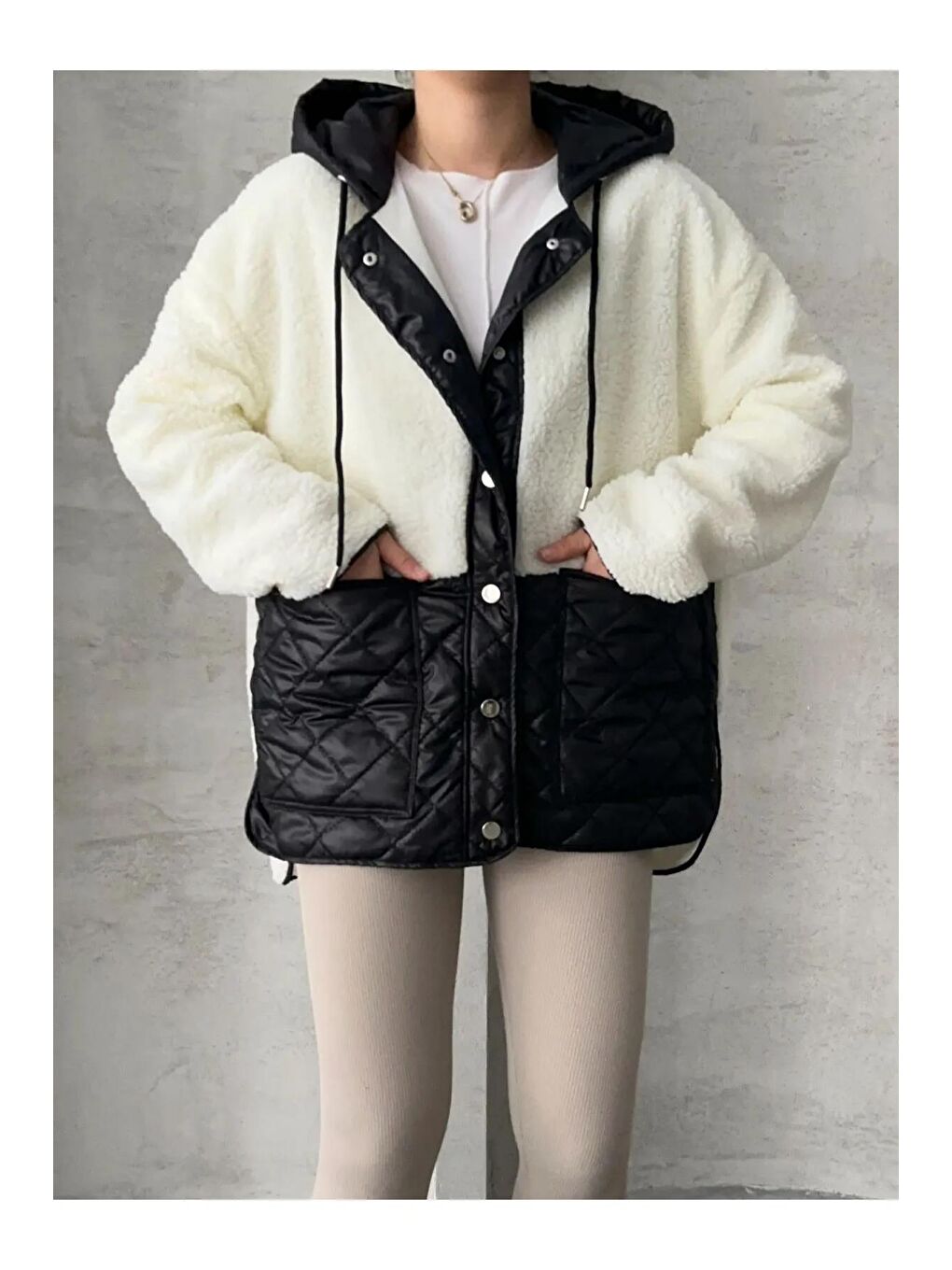 Siyah Kapitone Pelüş Mont-2