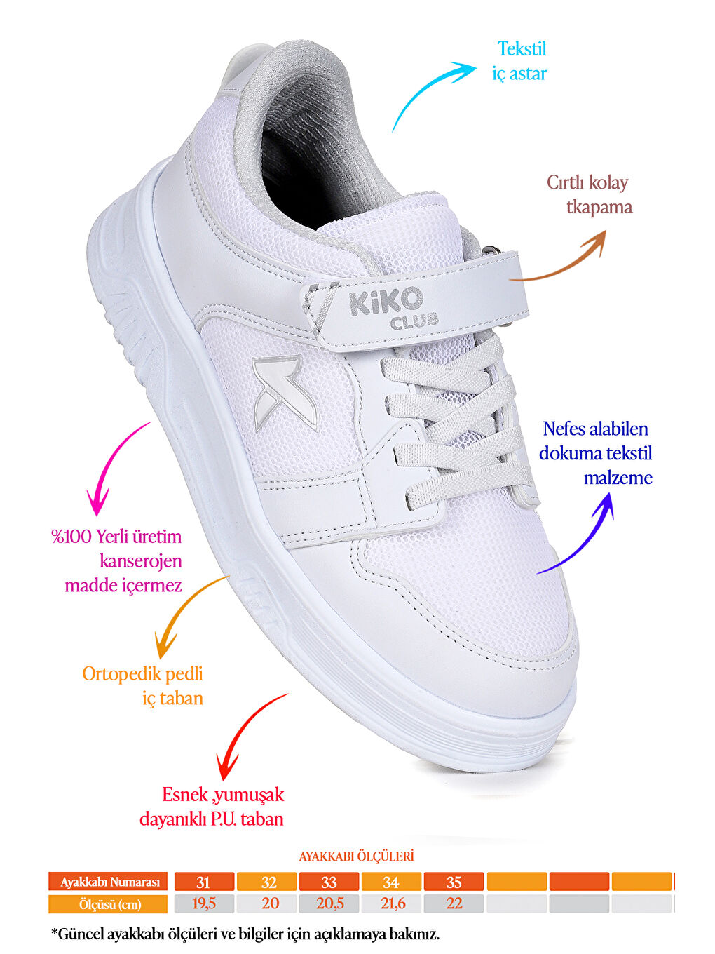 Beyaz Liven Cırtlı Günlük Erkek Çocuk Spor Ayakkabı-1