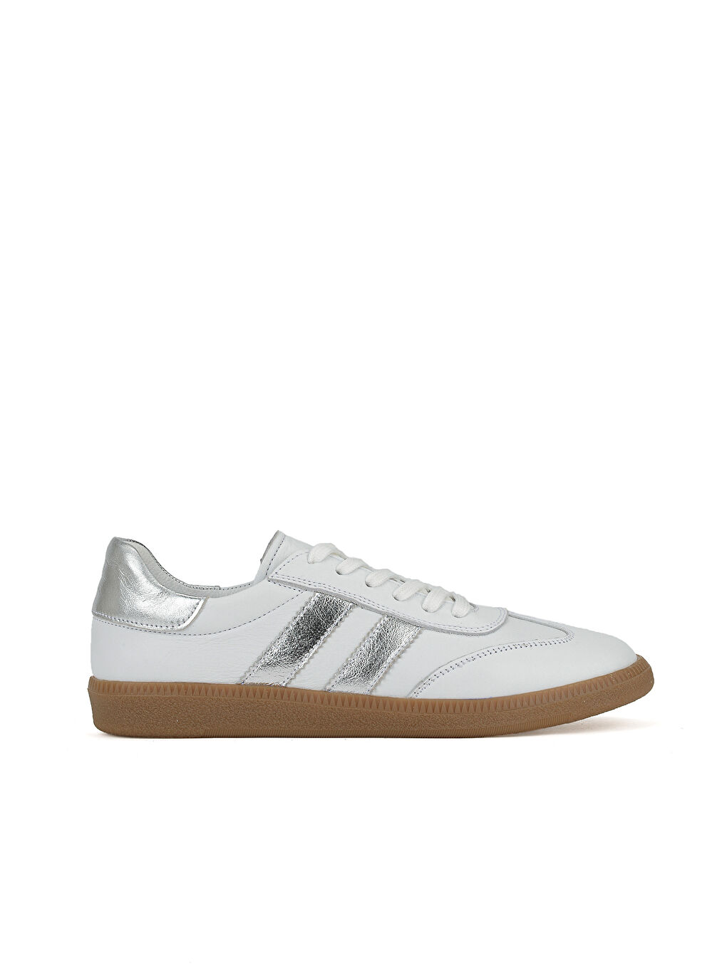 Kadın Hakiki Deri Sneaker 1611035Z6403 Beyaz-Gümüş