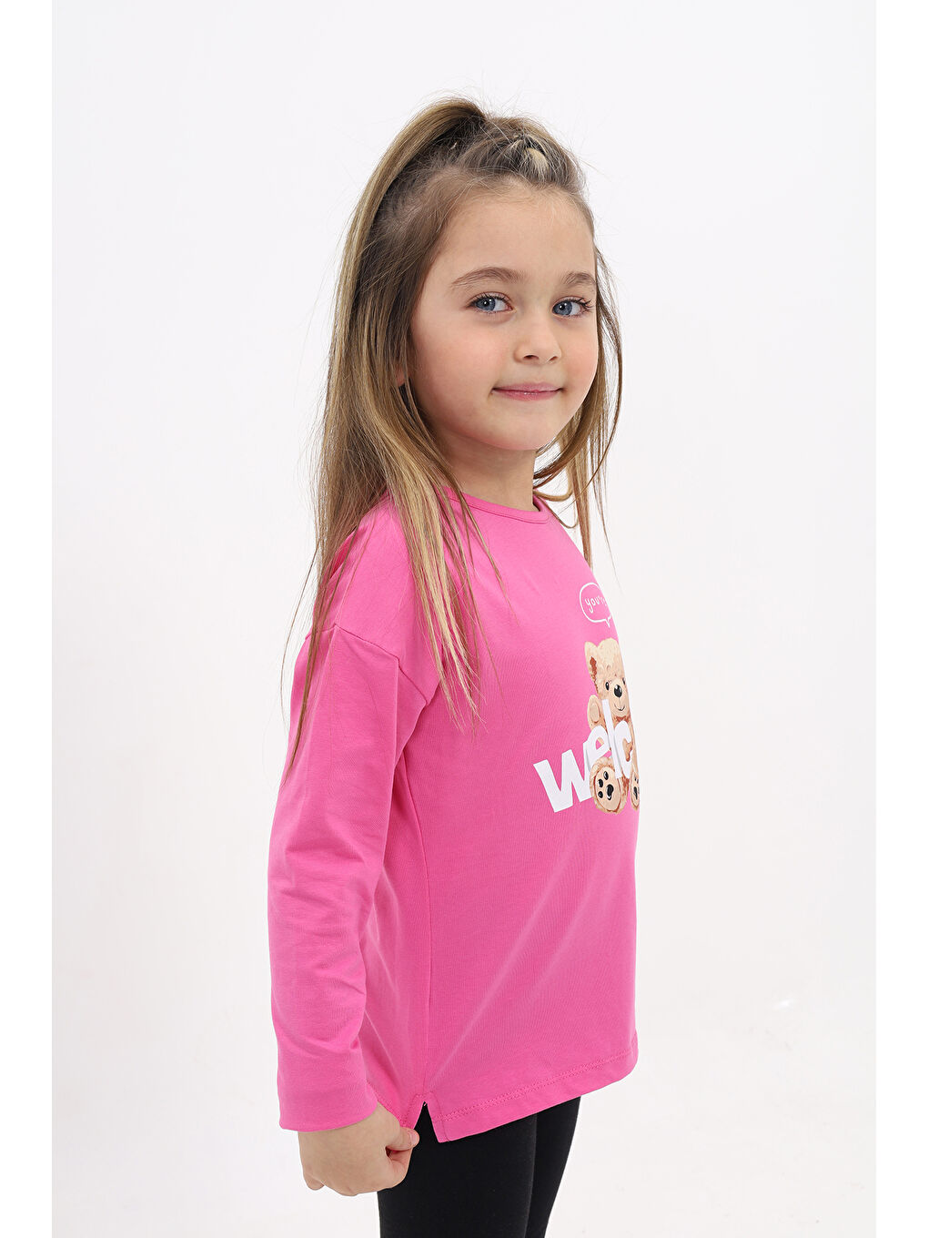 Fuşya Kız Çocuk Baskılı Tişört-2