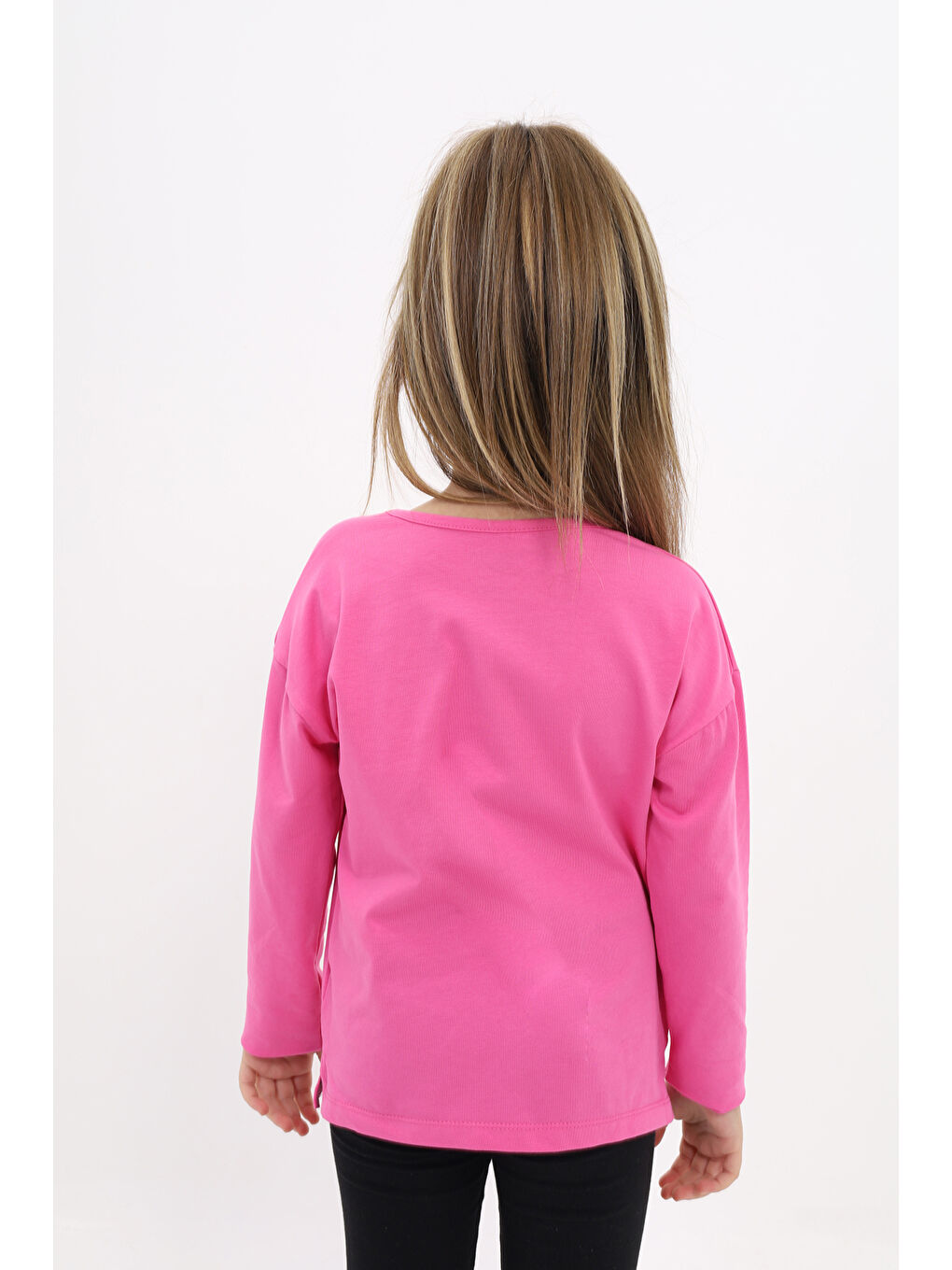 Fuşya Kız Çocuk Baskılı Tişört-3