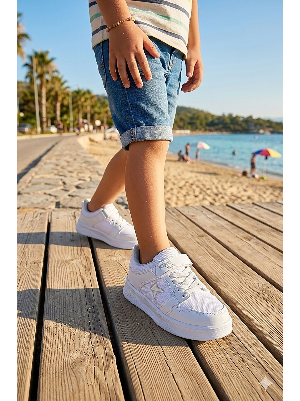 Beyaz Liven Cırtlı Günlük Erkek Çocuk Spor Ayakkabı-2