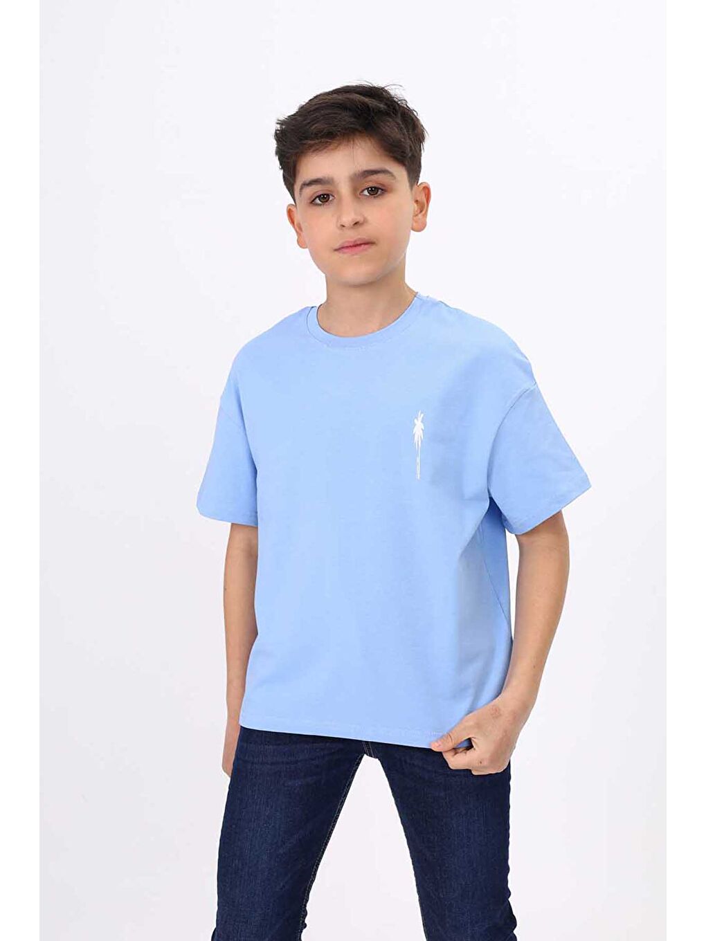 Mavi Erkek Çocuk Baskılı Tişört