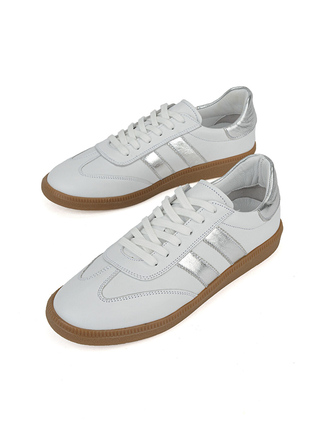 Kadın Hakiki Deri Sneaker 1611035Z6403 Beyaz-Gümüş-4