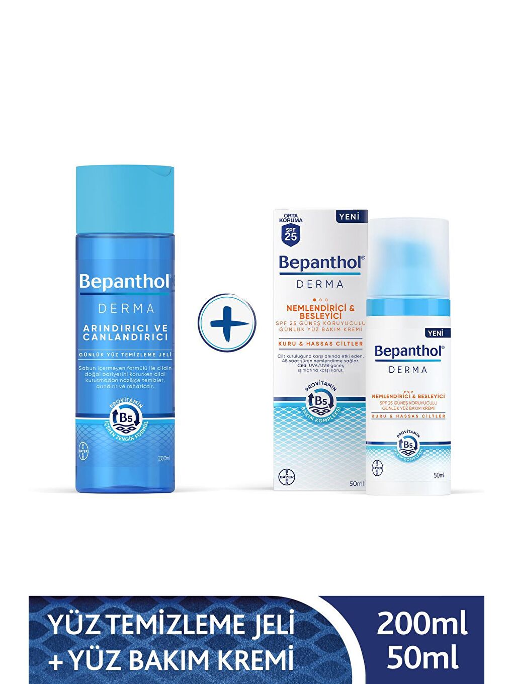 Bepanthol Şeffaf Derma Nemlendirici&Besleyici SPF25 Yüz Kremi 50ML +Arındırıcı&Canlandırıcı Yüz Temizleme Jeli 200ML