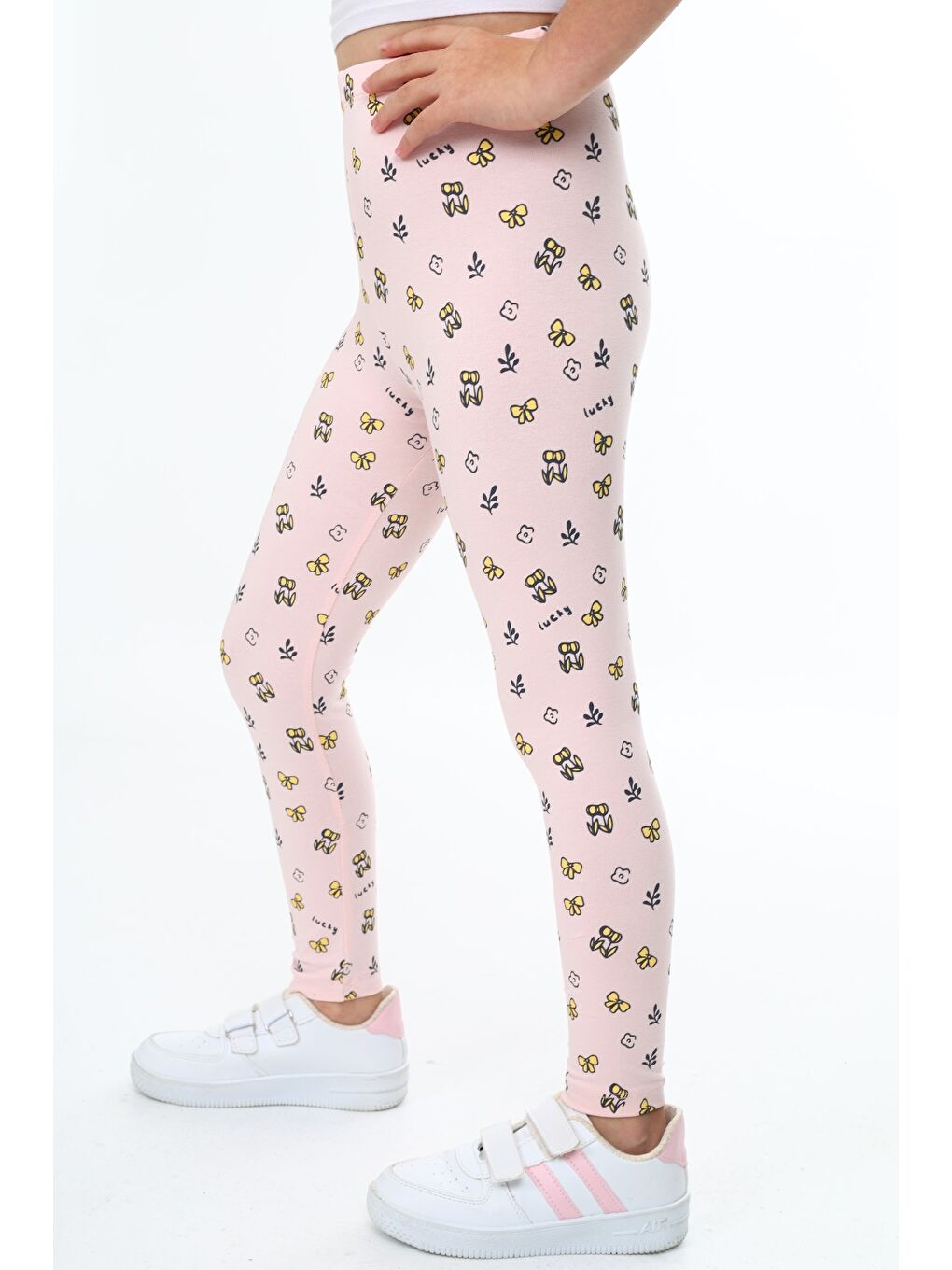 Pembe Kız Çocuk Baskılı Tayt-1