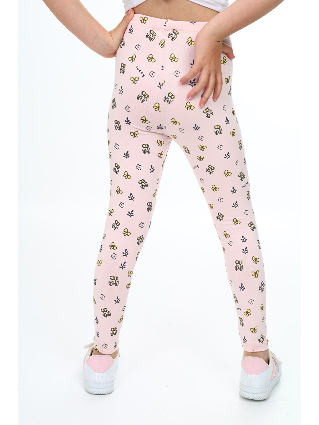 Pembe Kız Çocuk Baskılı Tayt-3