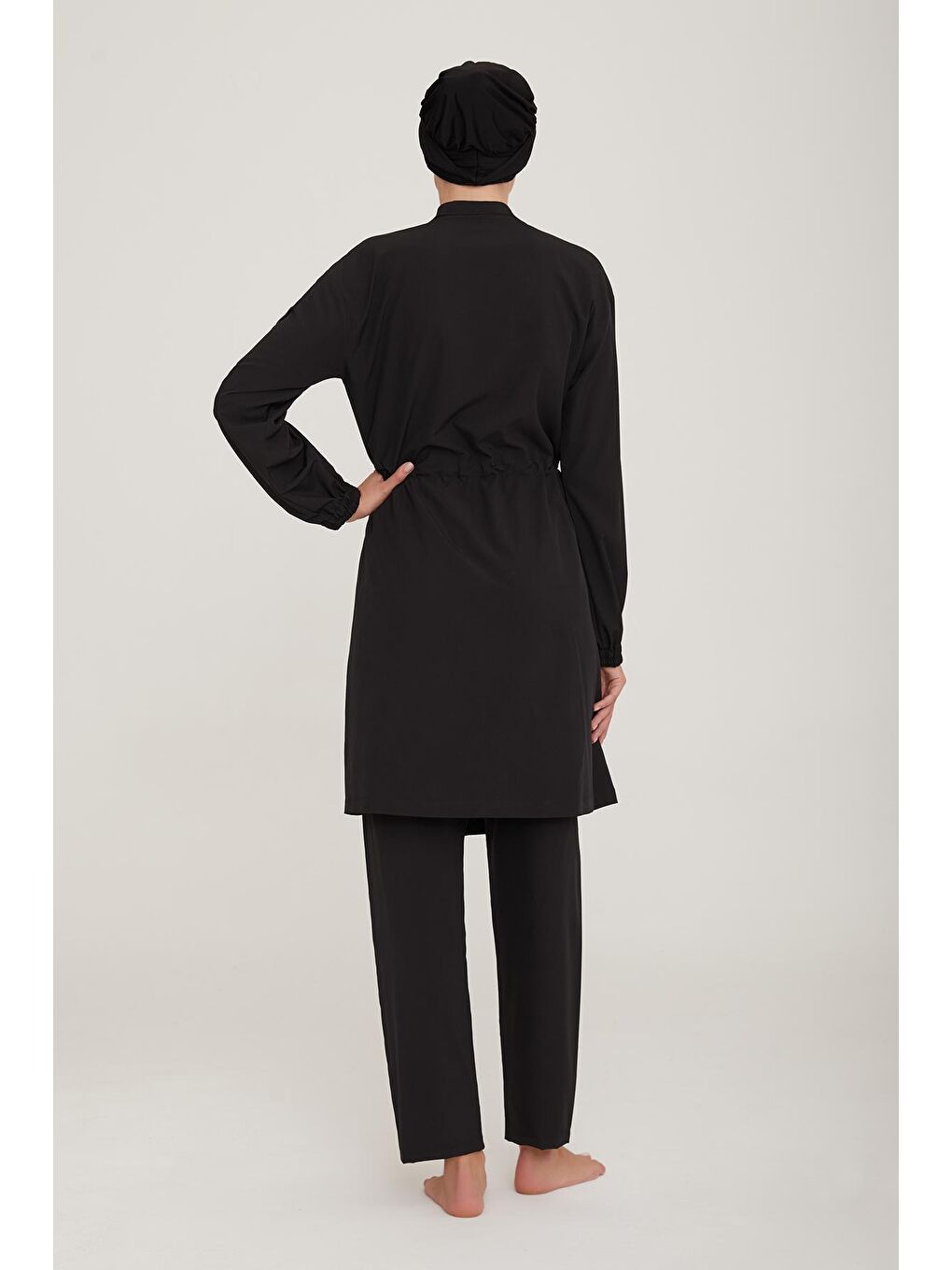 Paraşüt Kapüşonlu Tam Kapalı Tesettür Mayo Alım 4479 Siyah-4