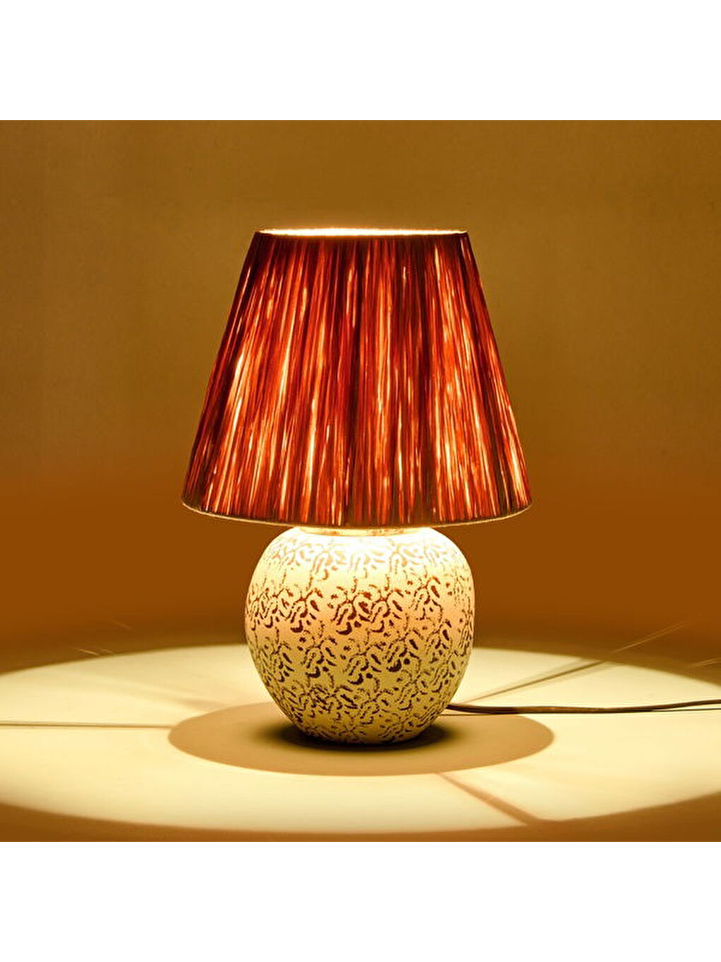 Holbeak Seramik Abajur - Bej - 35x35x25 cm-1