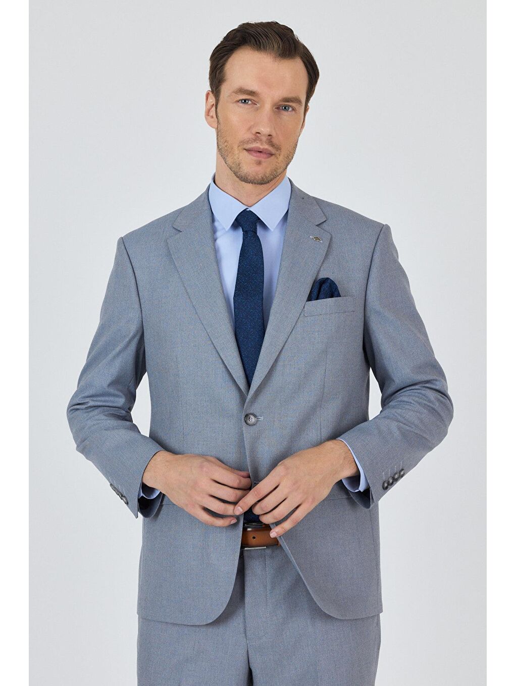 Mavi Mono Yaka Astarlı Çift Yırtmaç Esnek 4 Drop Comfort Fit Classic Takım Elbise 1001250160-2