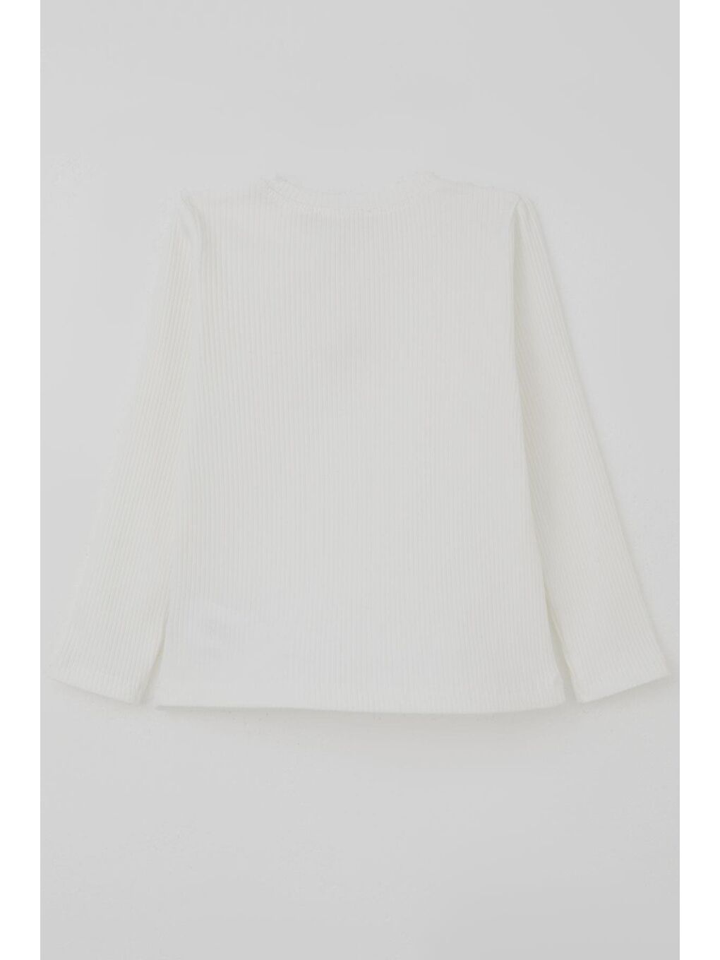 Kız Çocuk Uzun Kollu Tişört İncili Kalp Arma Detaylı Ekru (3-7 Yaş)-1