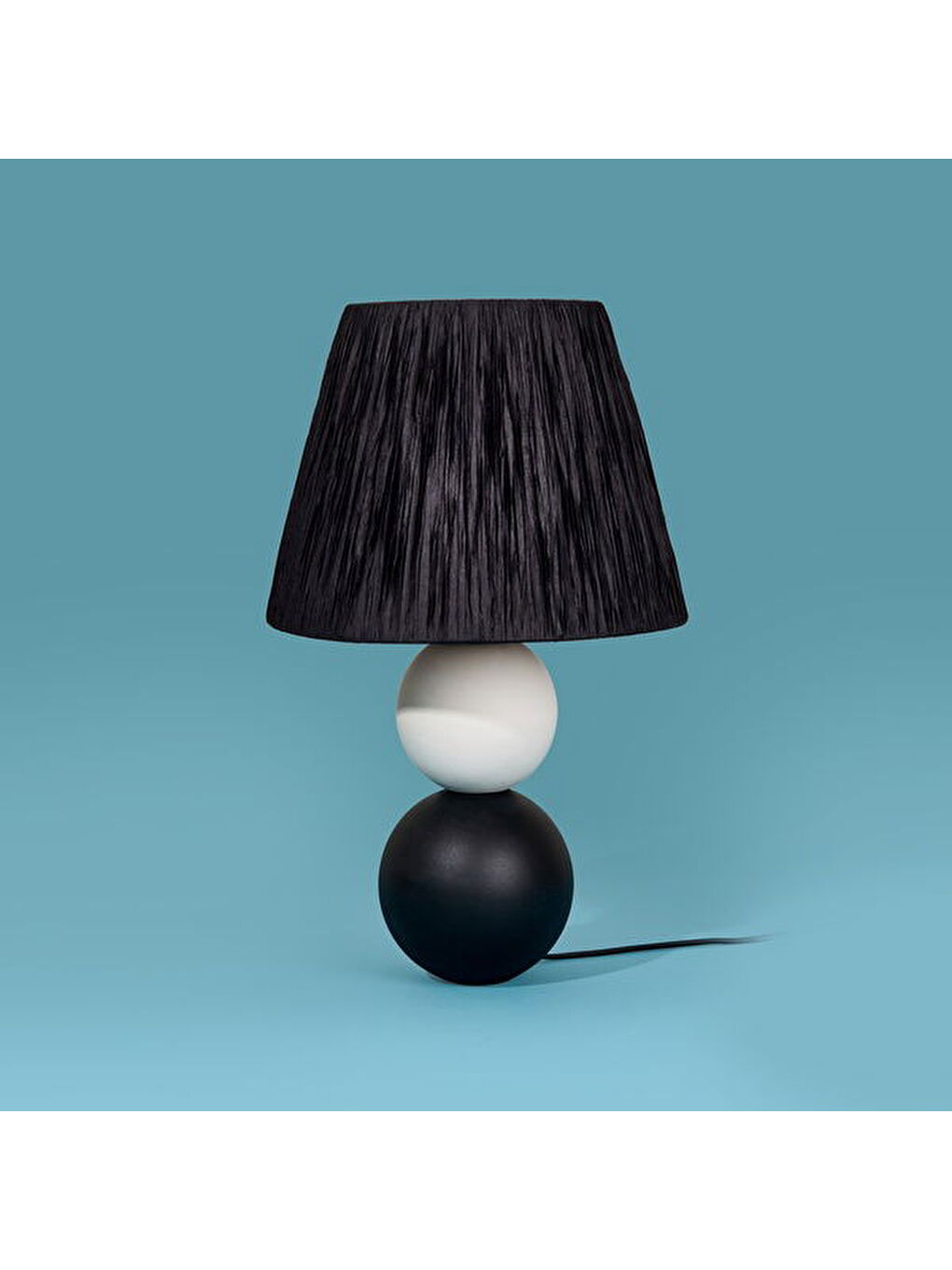 Vestri Seramik Abajur - Siyah / Beyaz - 40x40x25 cm-3