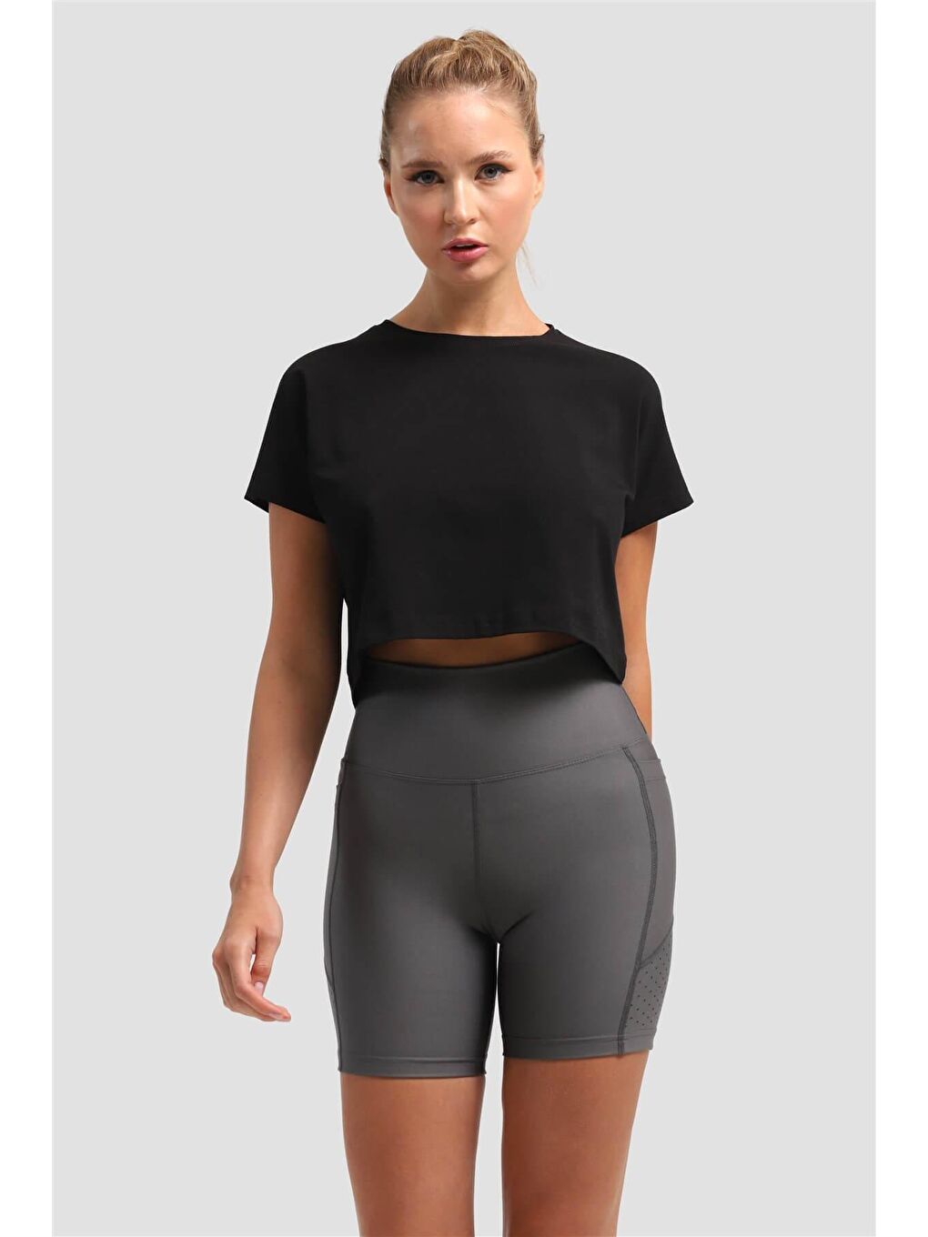 Oversıze Kadın Siyah Kısa Tshırt