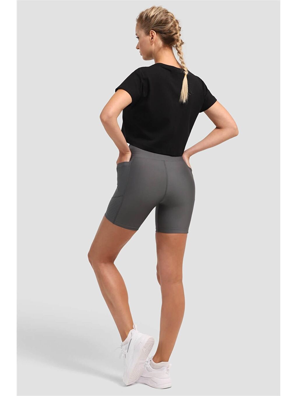 Oversıze Kadın Siyah Kısa Tshırt-3