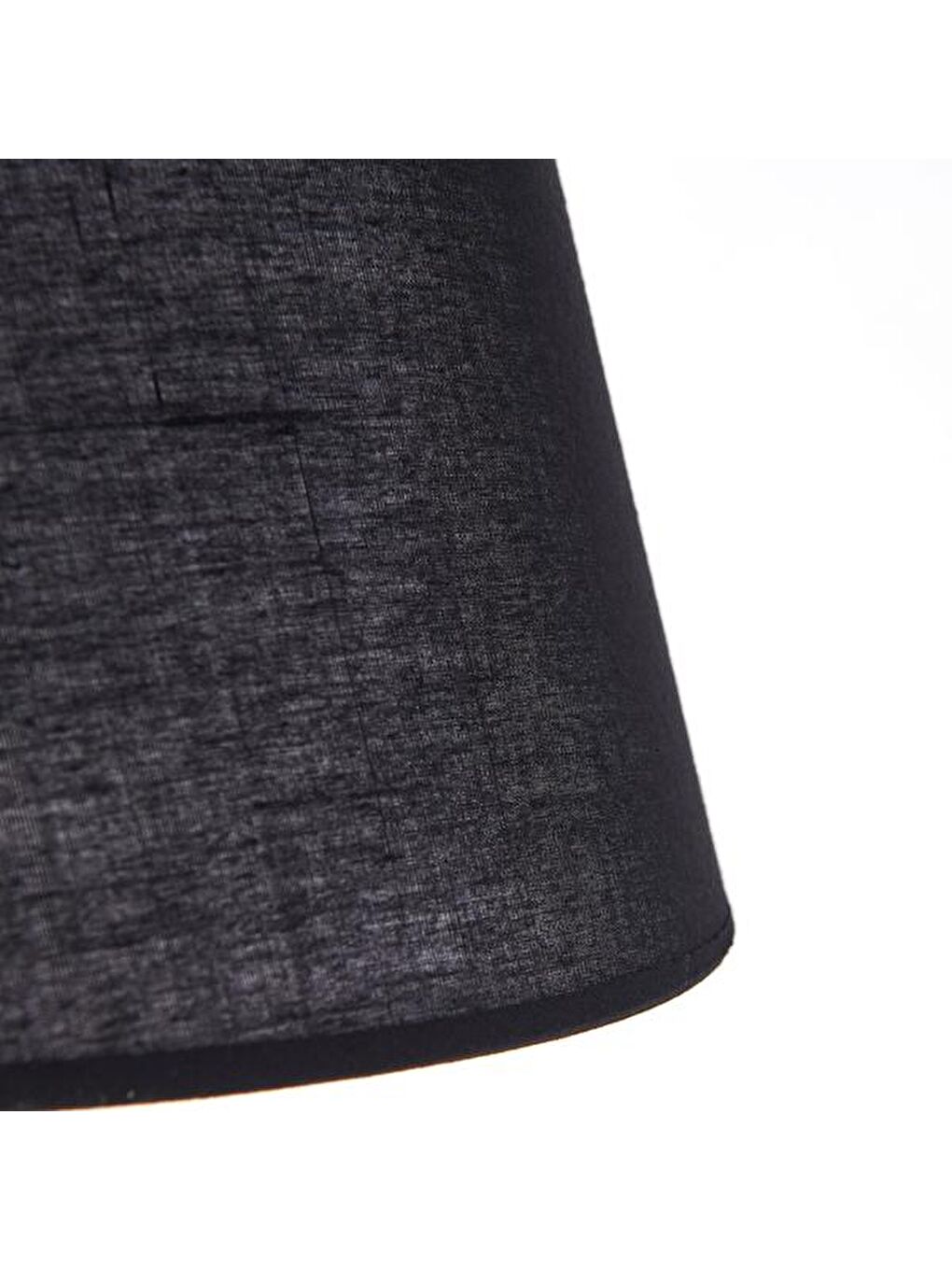 Ahşap Detaylı Metal Abajur - Siyah - 43x25x25 cm-1