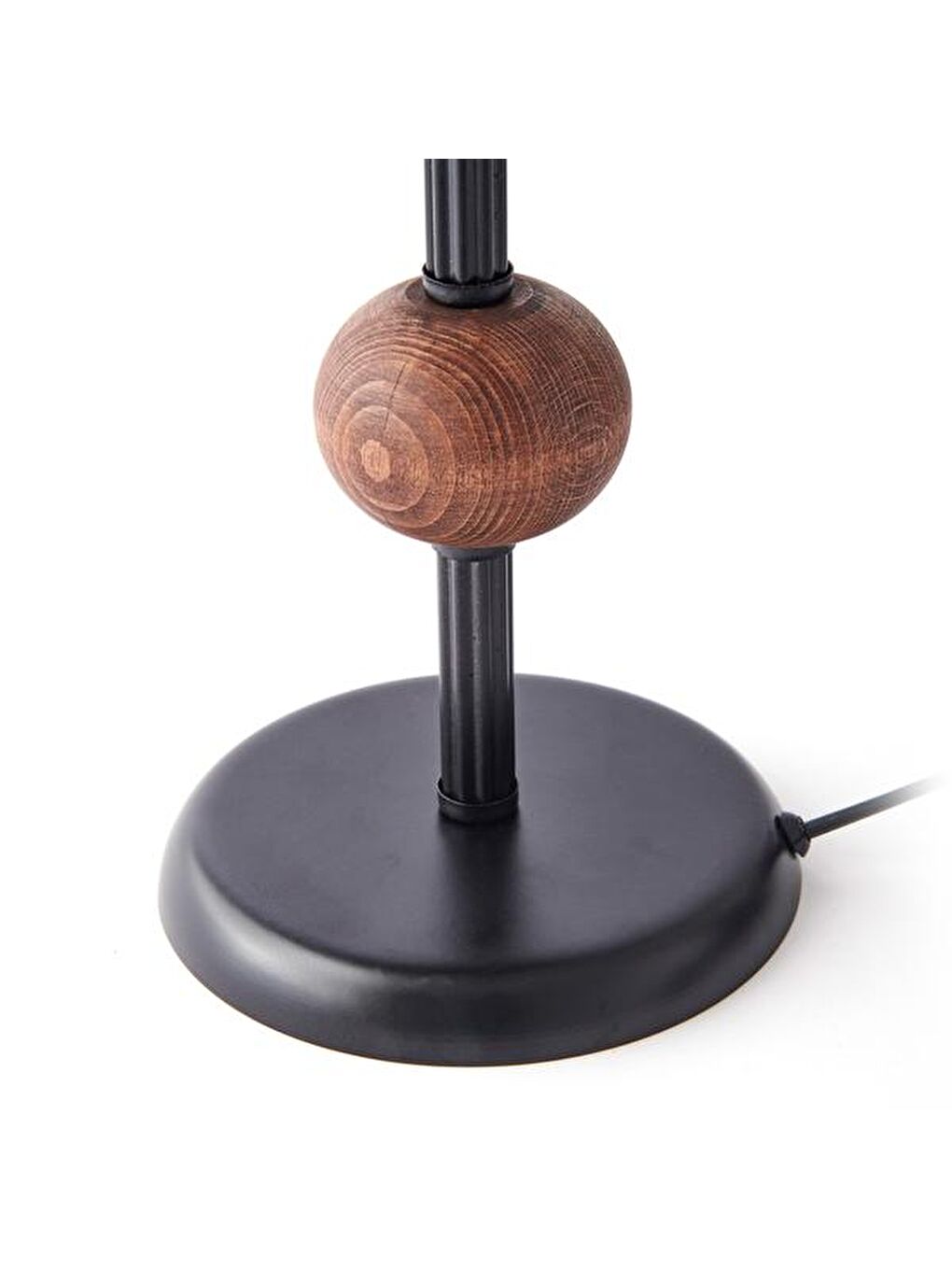 Ahşap Detaylı Metal Abajur - Siyah - 43x25x25 cm-3