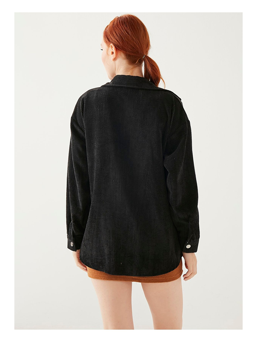 Kadın Siyah Kadife Gömlek-1
