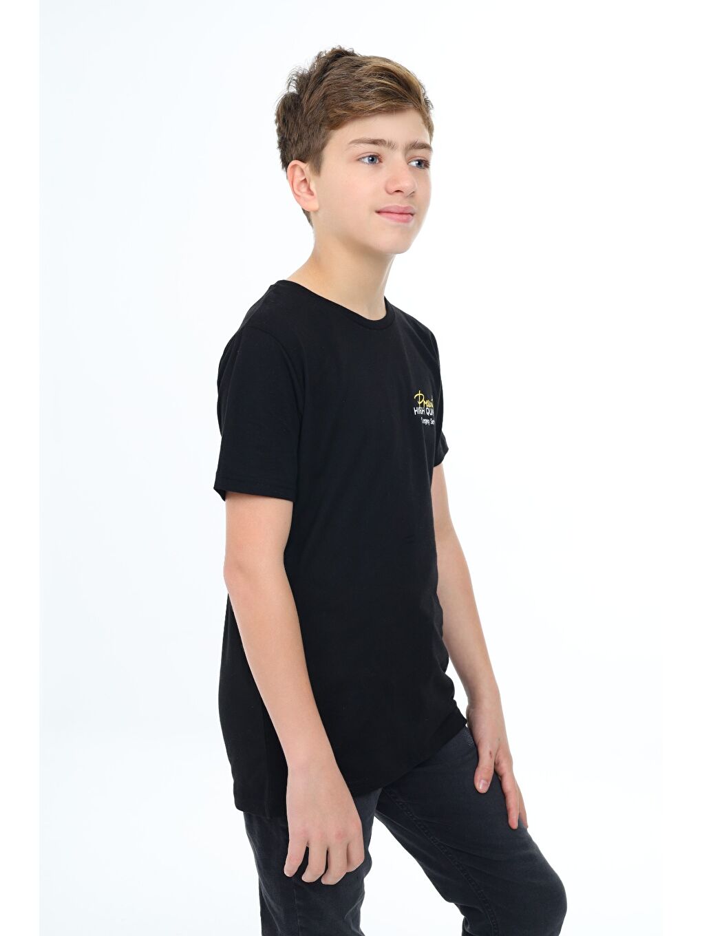 Siyah Erkek Çocuk Baskılı Tişört-1
