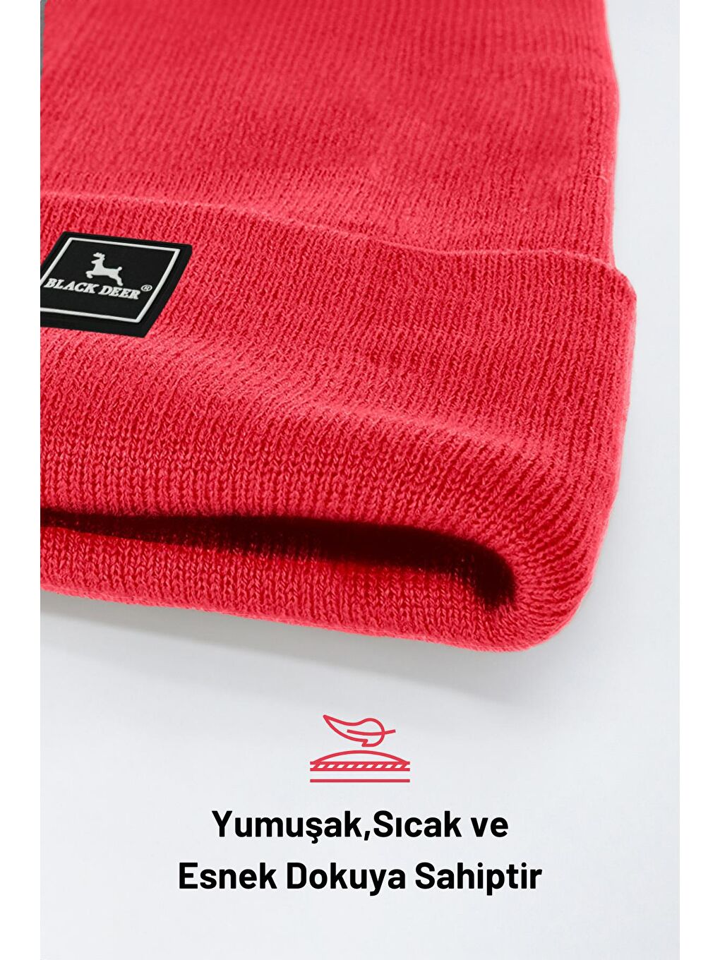 Black Deer Pembe Unisex Kışlık Bere Düz Logolu Yumuşak Triko Basic Akrilik Beanie - 2