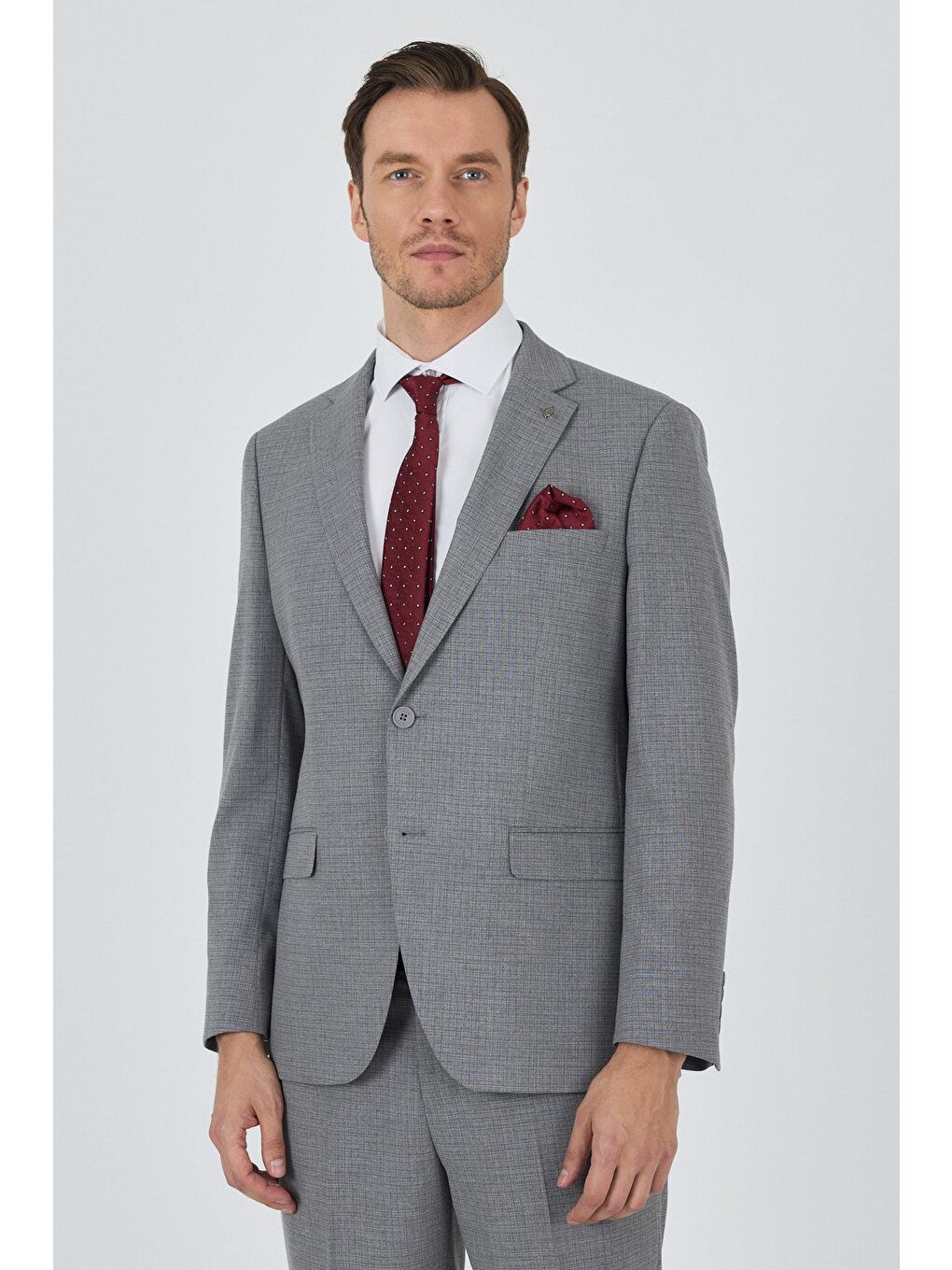 Gri Mono Yaka Esnek 6 Drop Comfort Fit Classic Takım Elbise 1001250104