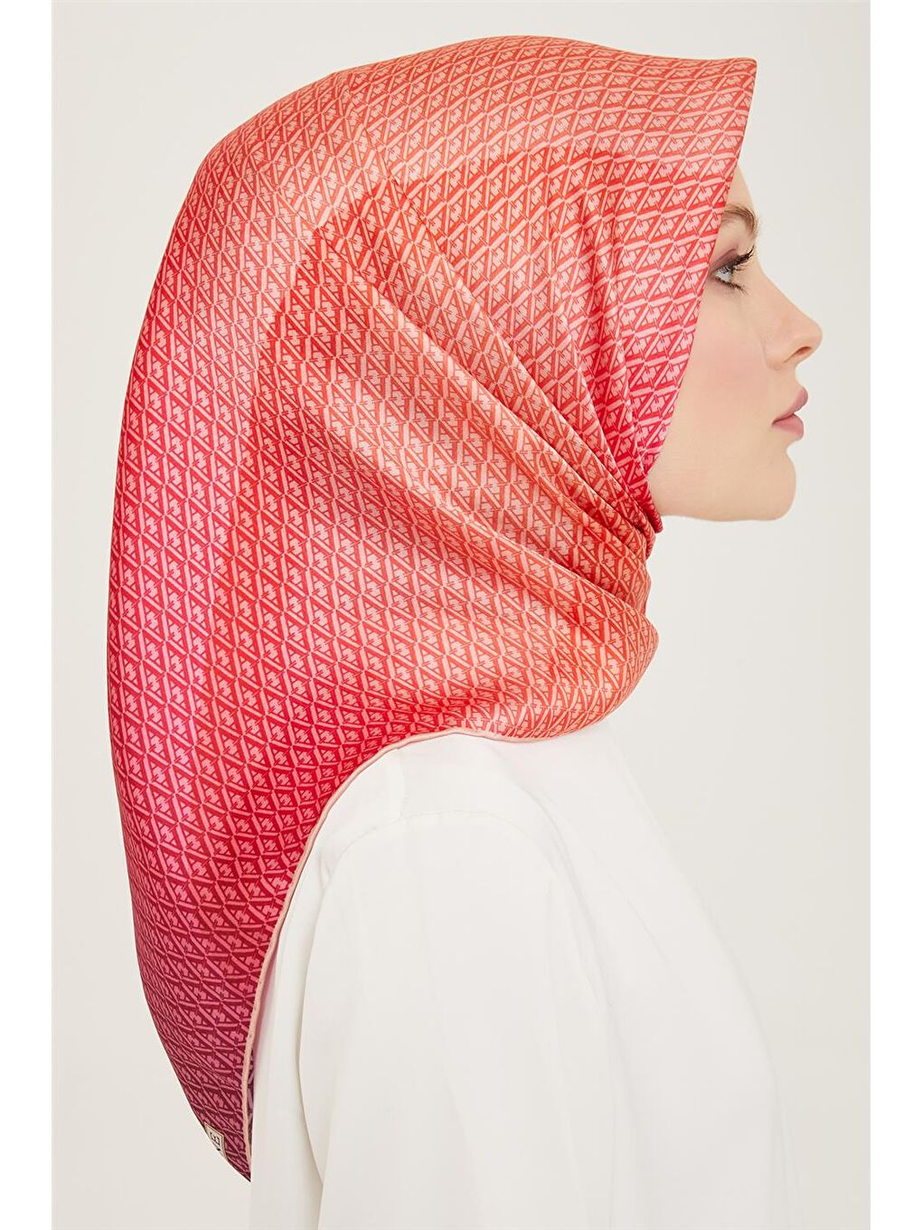 Turuncu Monogram Desenli Twill İpek Eşarp 24Ya9104 52 52-1