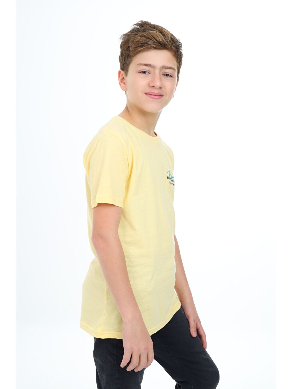 Sarı Erkek Çocuk Baskılı Tişört-1