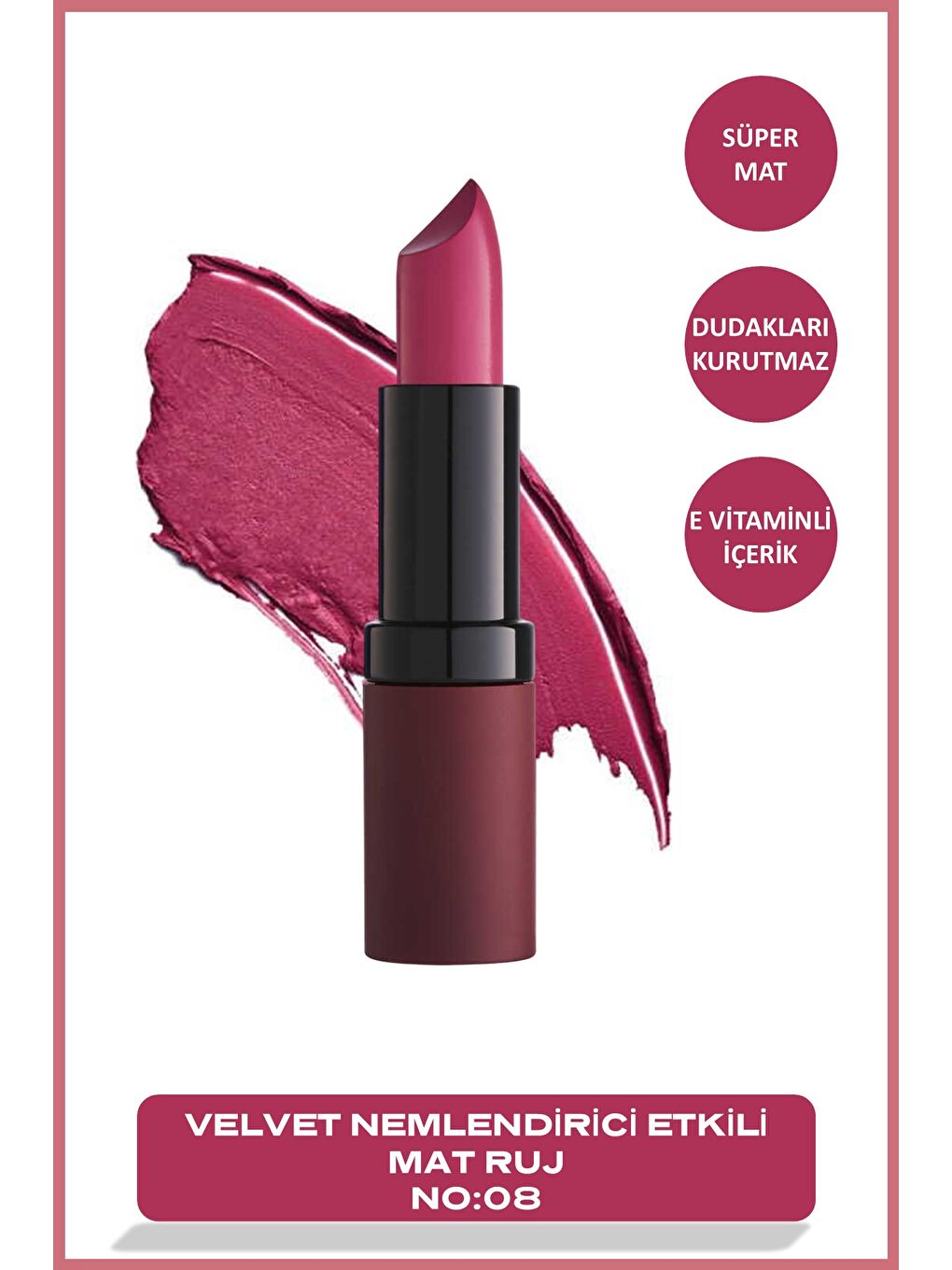 Velvet Matte Lipstick No:08 Gardenia - Mat Ruj