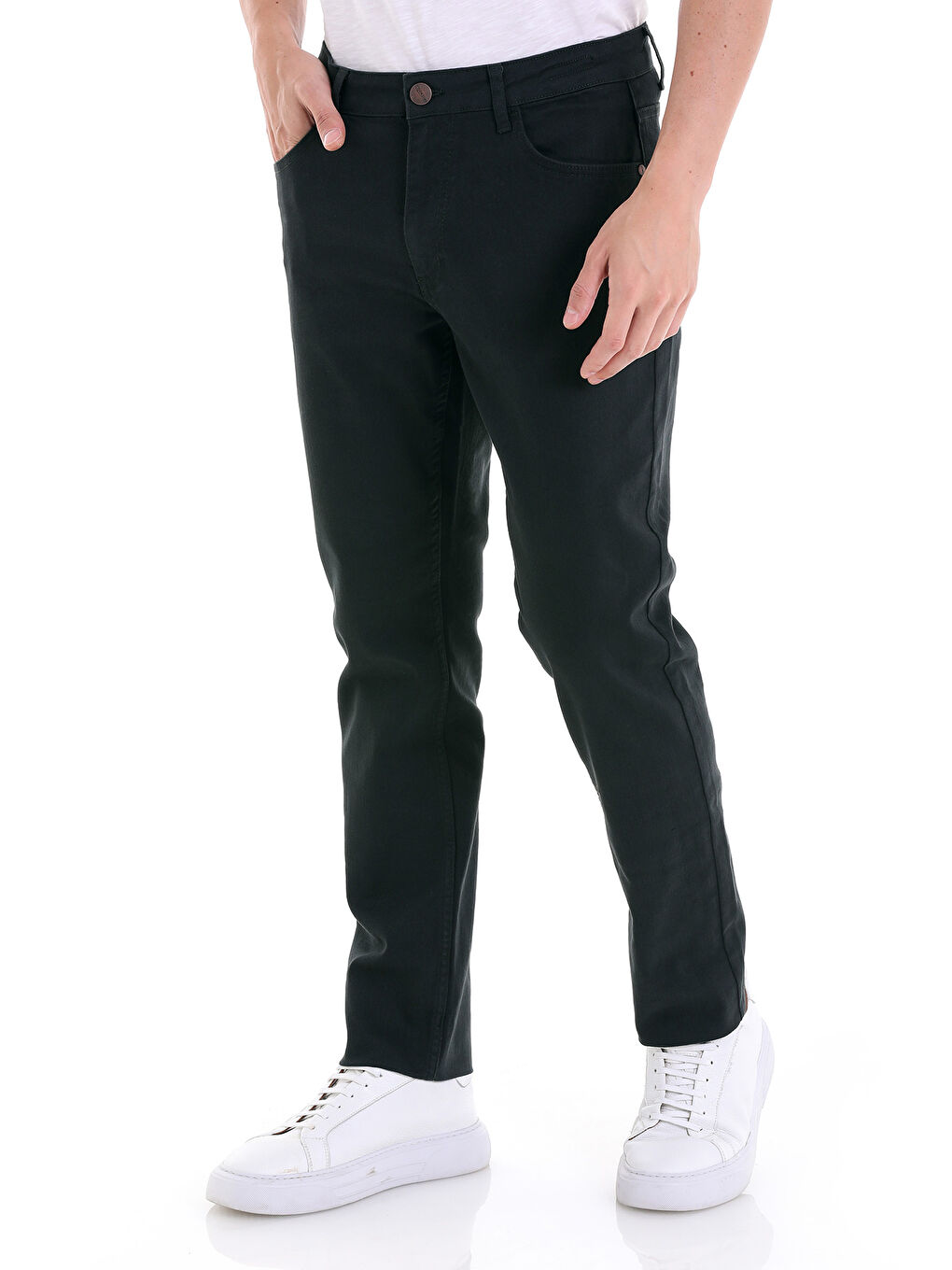 Haki Siyah Regular Fit Düz 5 Cep Pamuklu Jean Pantolon-2