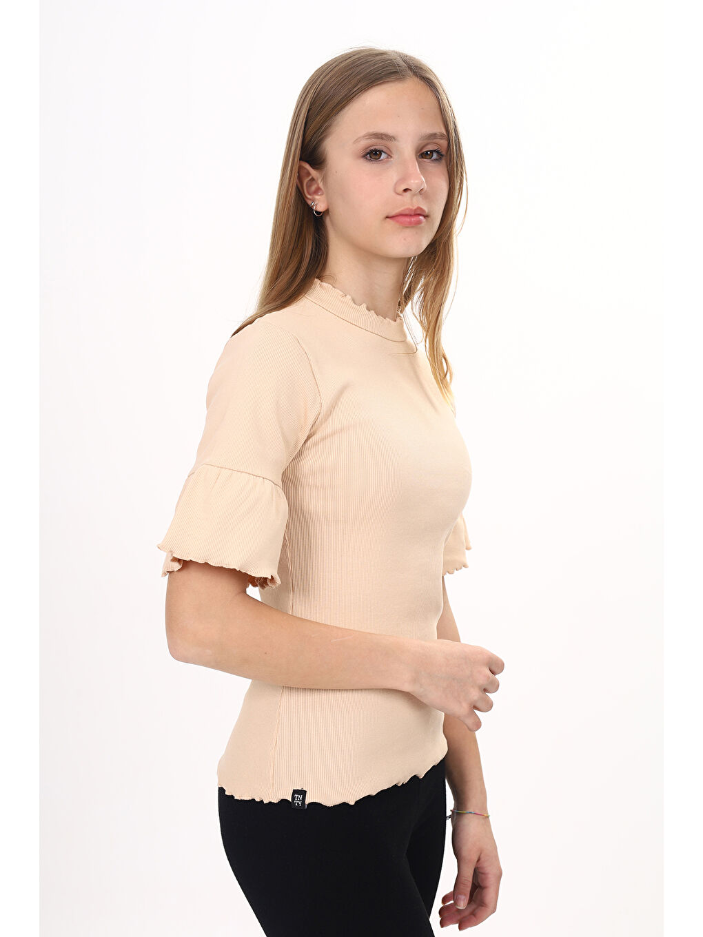 Bej Kız Çocuk Okul Tişört-1