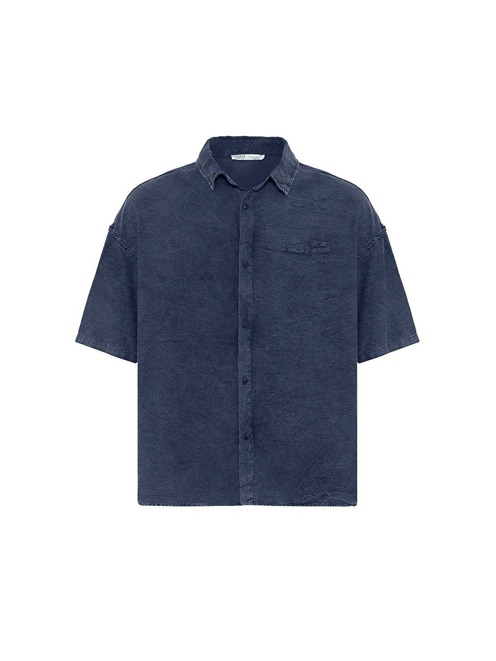 İndigo Arka Baskılı Oversize Gömlek Açık Indıgo-1