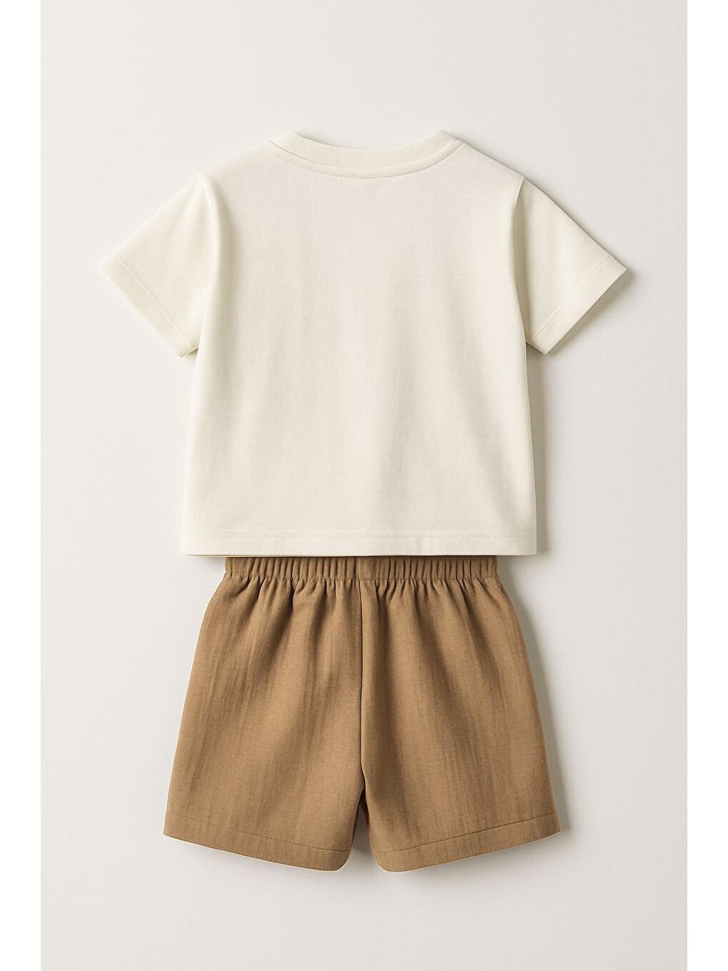 Kahverengi Erkek Çocuk Cep Detaylı Pamuklu Tişört Şort Takım (3-4 Yaş 8-9 Yaş)-2