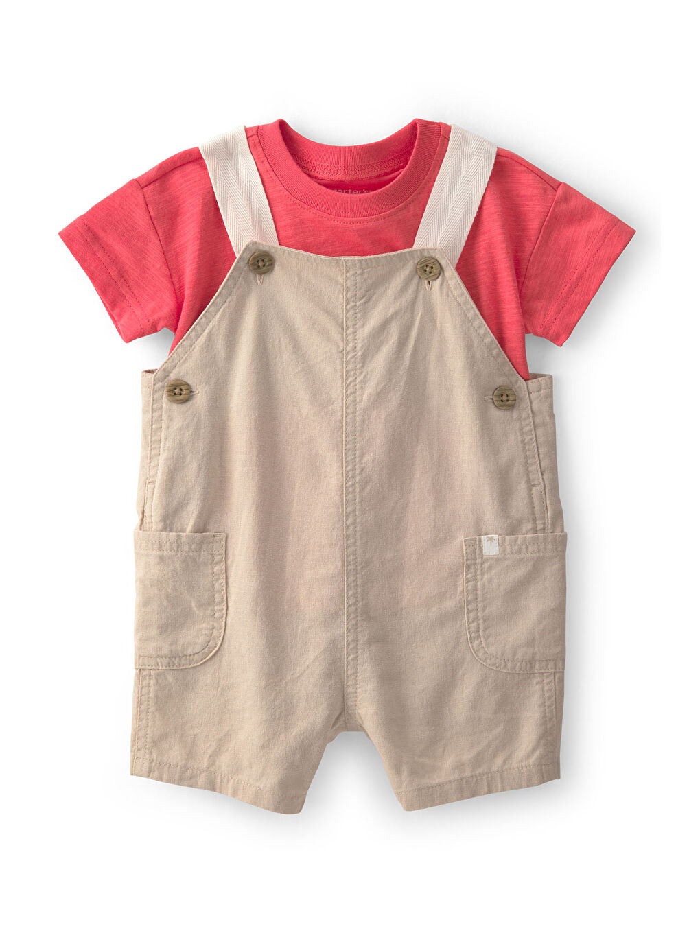 Turuncu Erkek Bebek Salopet Set 3 Ay-24 Ay Somon