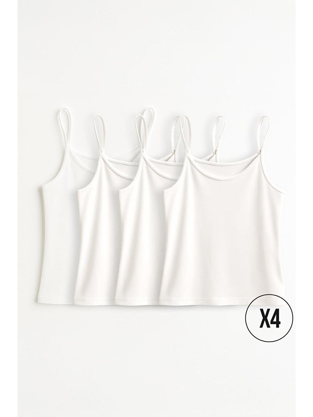 Beyaz Kız Çocuk %100 Pamuk 4'Lü Atlet (3-4 Yaş 8-9 Yaş)