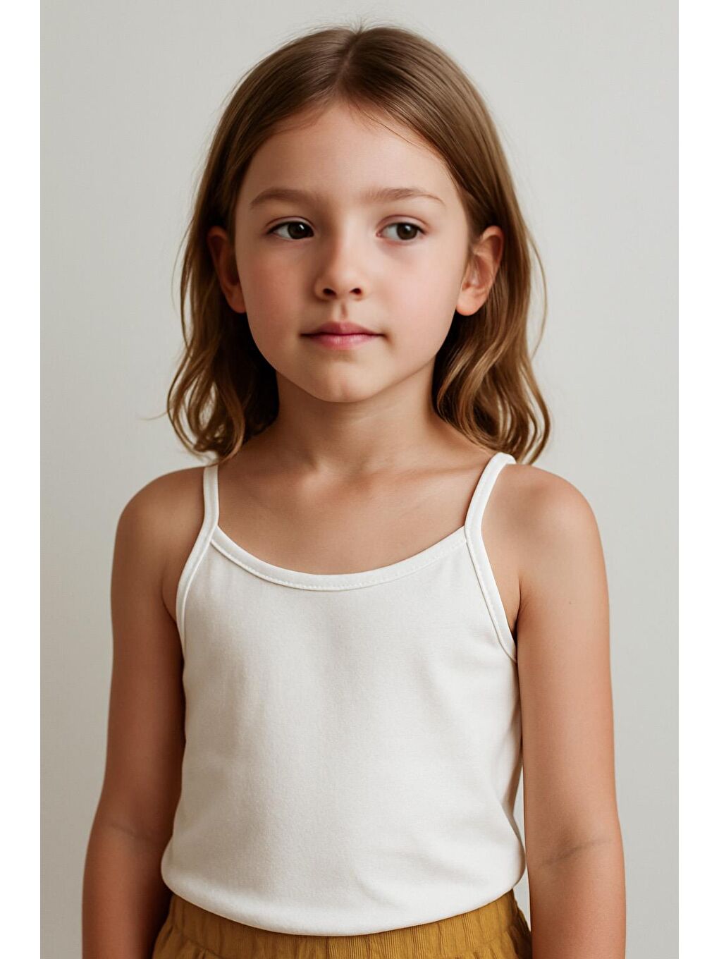 Beyaz Kız Çocuk %100 Pamuk 4'Lü Atlet (3-4 Yaş 8-9 Yaş)-1