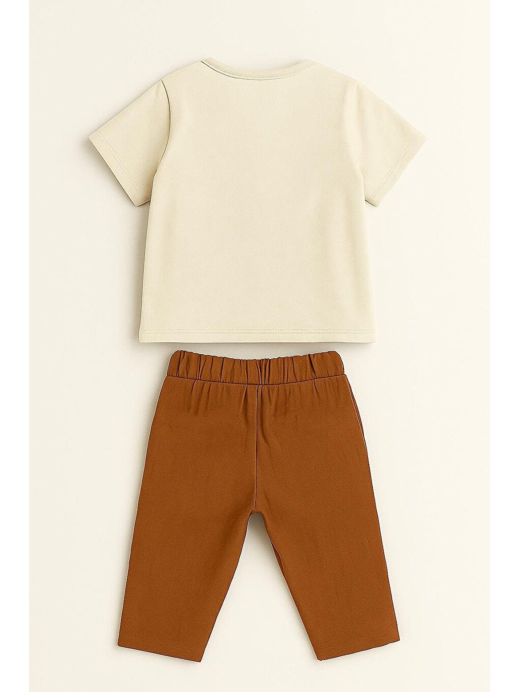 Kahverengi Erkek Çocuk Önden Cepli Pamuklu  Pantolonlu Takım (3-4 Yaş 8-9 Yaş)-2