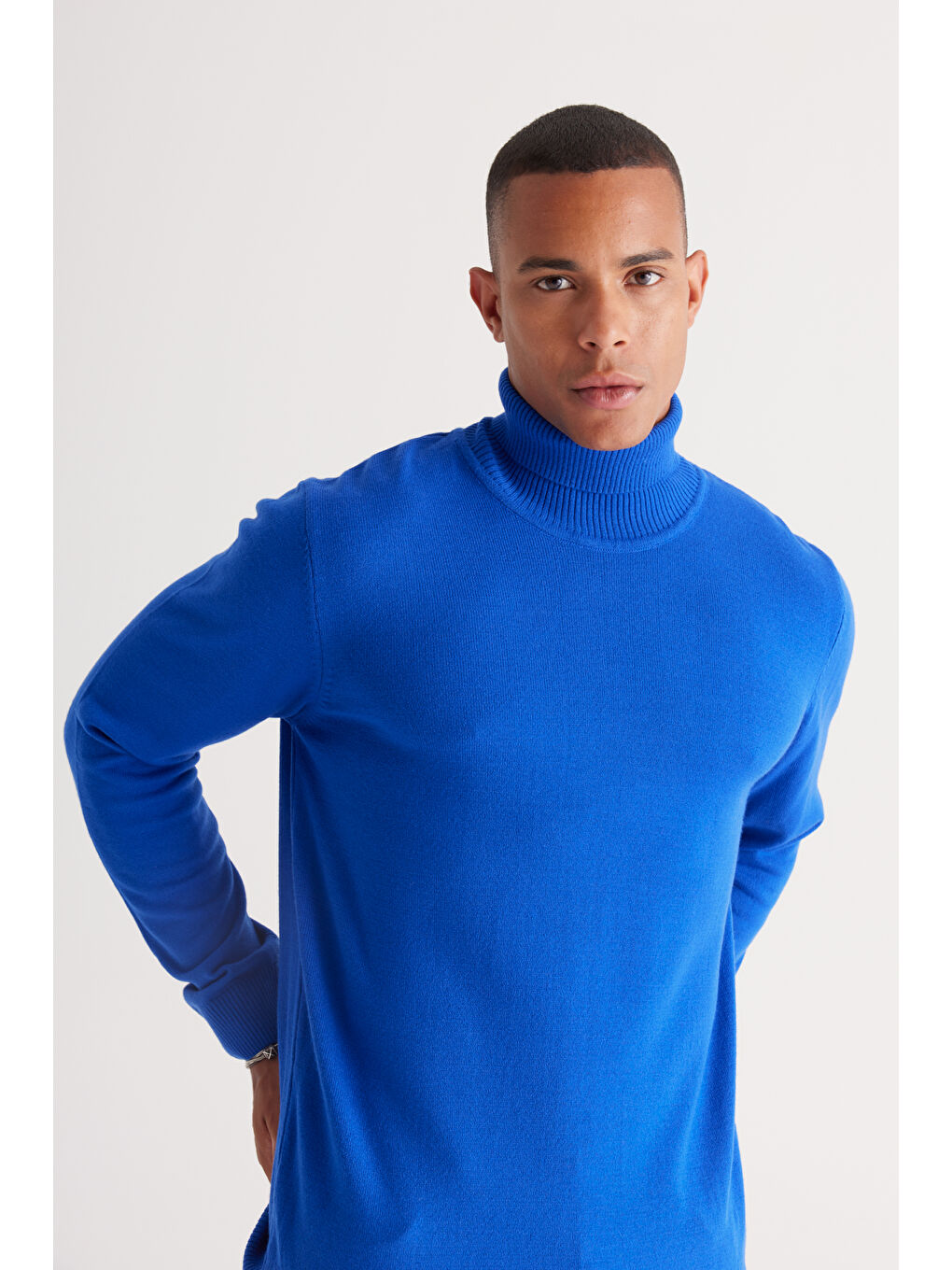 Mavi Erkek Saks Standart Fit Tüylenme Yapmayan Tam Balıkçı Yaka Triko Kazak-3