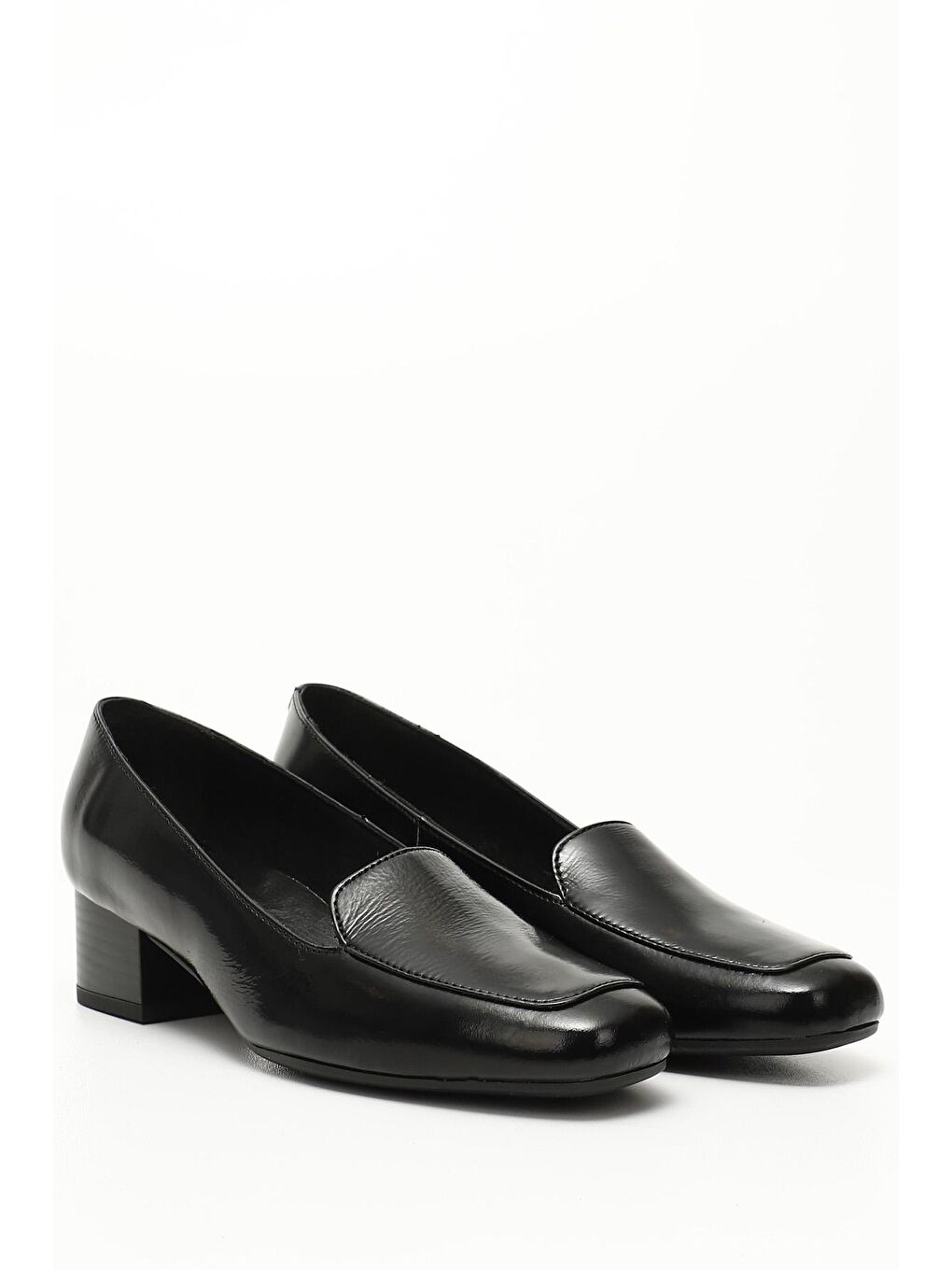 Siyah KOYU SİYAH  Hakiki Deri Küt Burun Kısa Kalın Topuklu Kadın Ayakkabı 13312-1