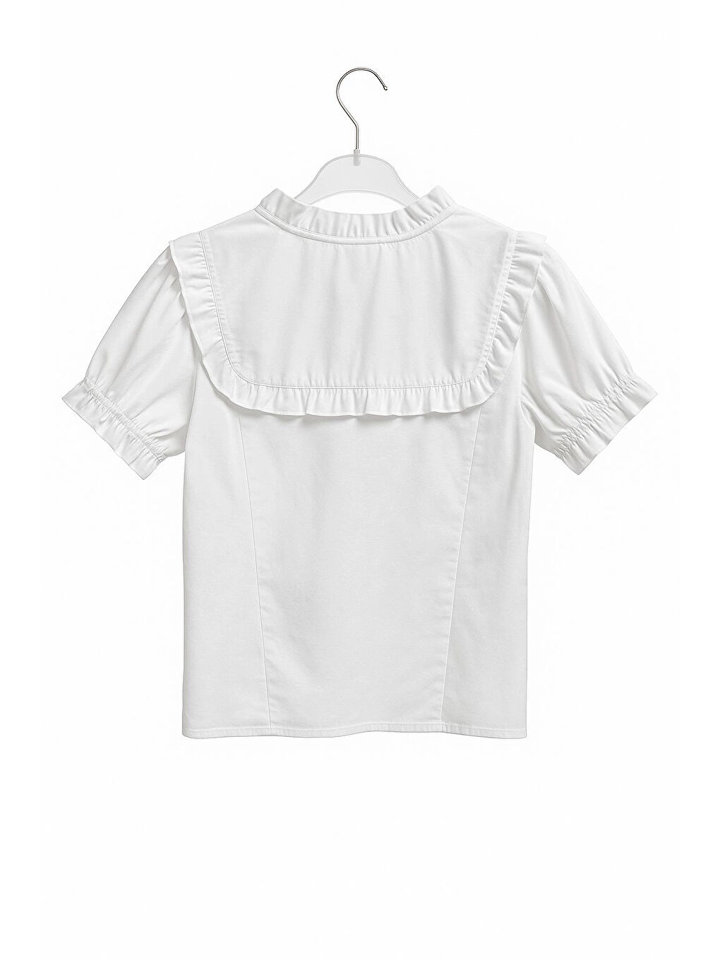 Beyaz Kısa Kol Düz Kız Çocuk Gömlek 6996-1