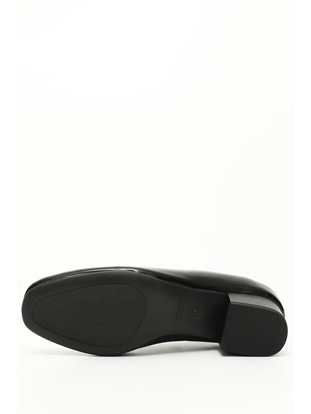 Siyah KOYU SİYAH  Hakiki Deri Küt Burun Kısa Kalın Topuklu Kadın Ayakkabı 13312-3