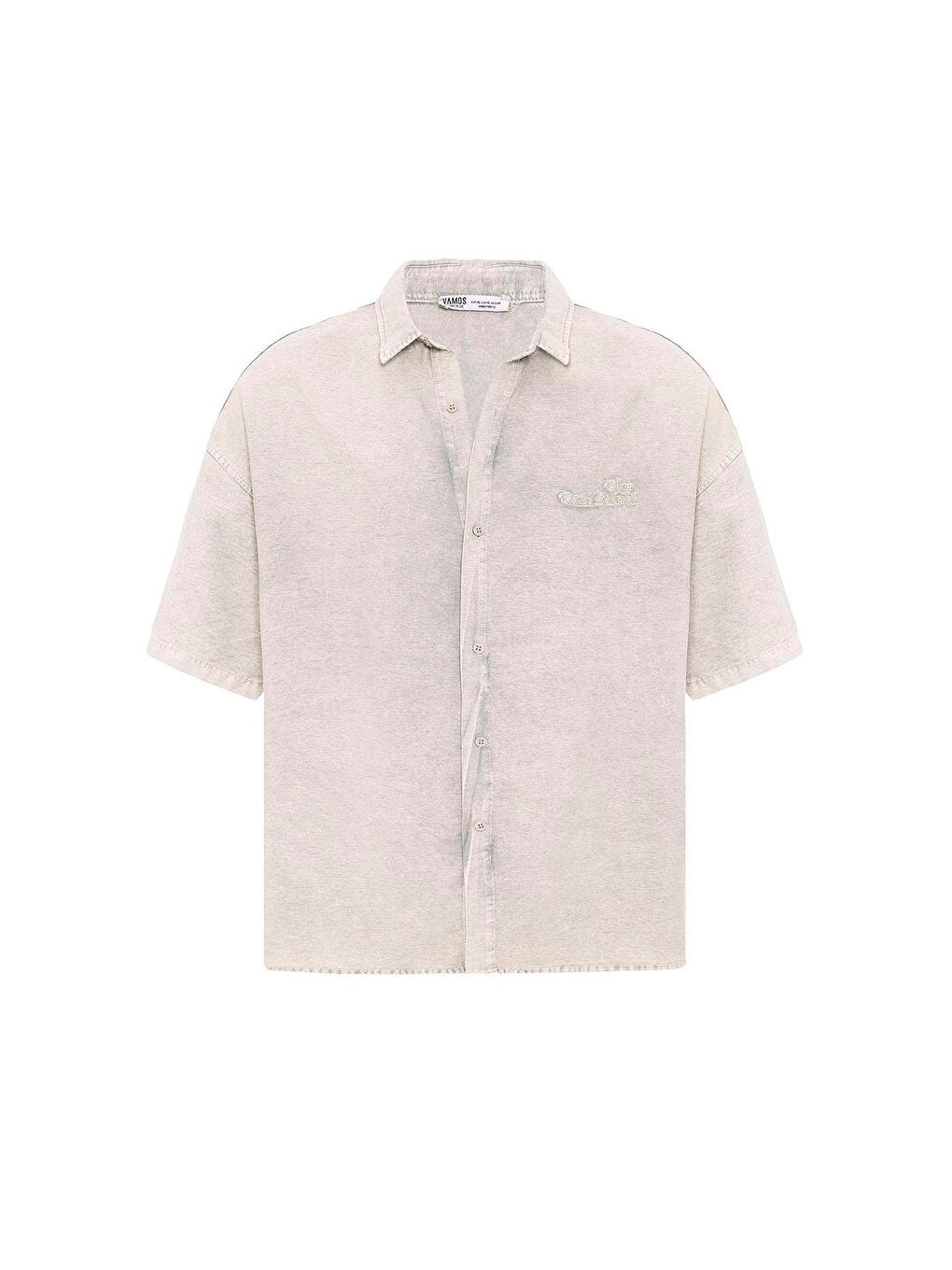 Arka Baskılı Oversize Gömlek Bej-1