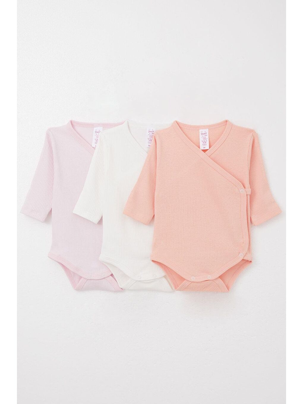 Kız Bebek Çıtçıtlı Zıbın Body 3 Lü Kendinden Eldivenli Karışık Renk (0-3 Ay)